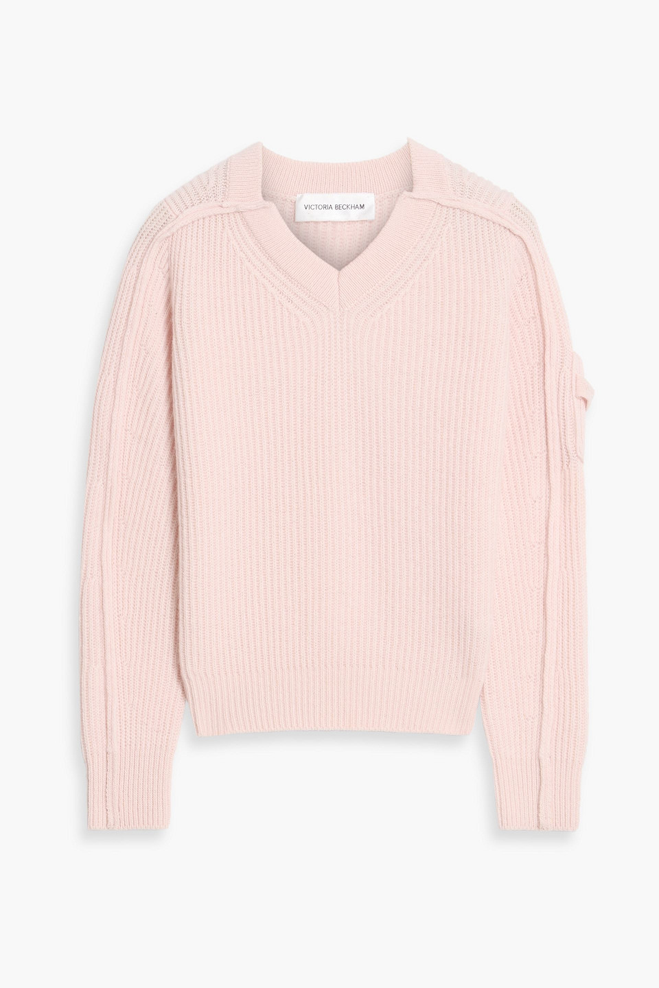 Victoria Beckham Ribbed Wool And Cashmere-blend Sweater In Brown