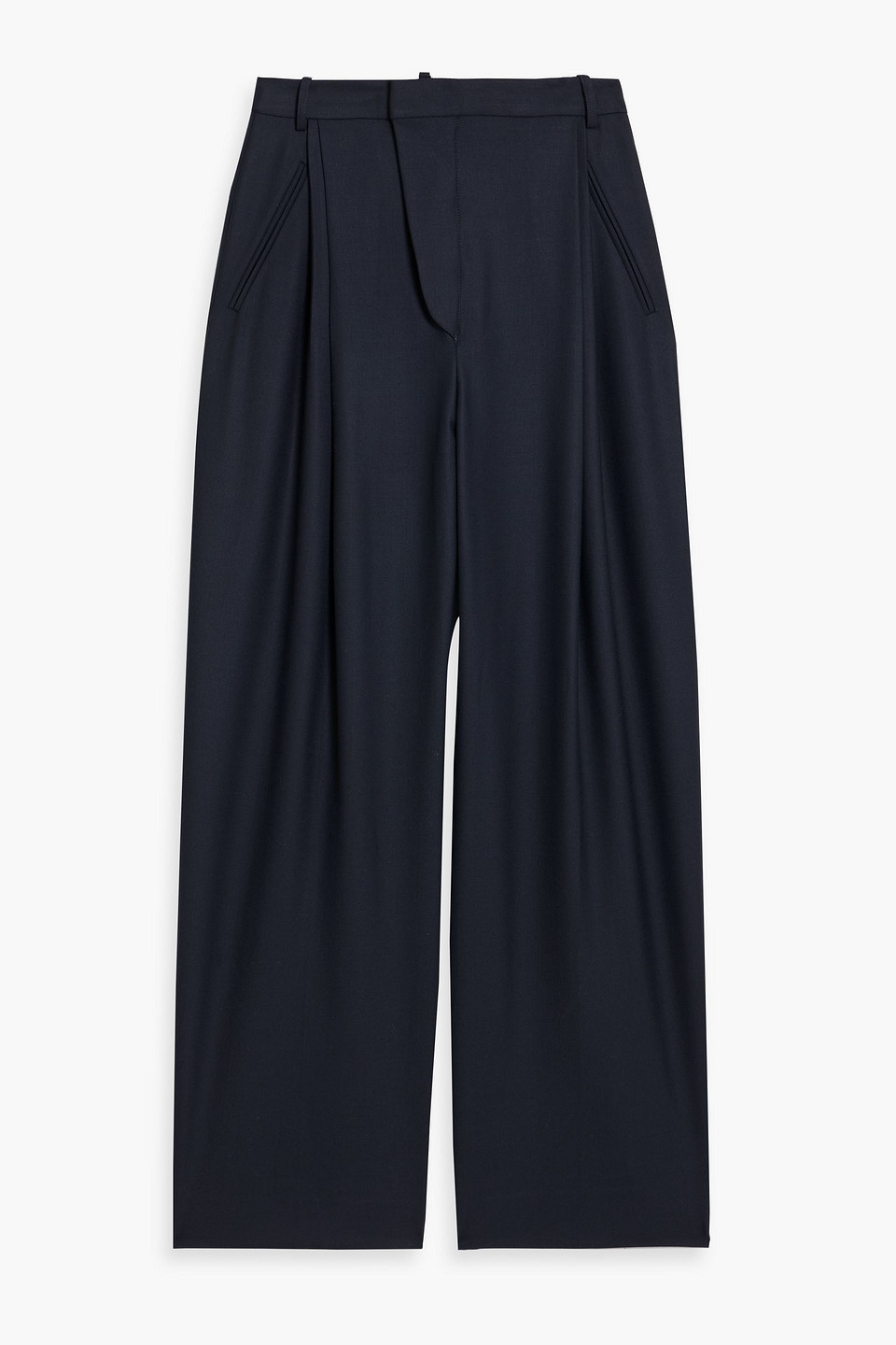 Victoria Beckham Pleated Twill Wide-leg Pants In Blue