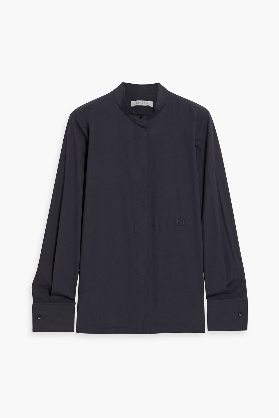 Max Mara Arduino Cotton-blend Poplin Top In Black
