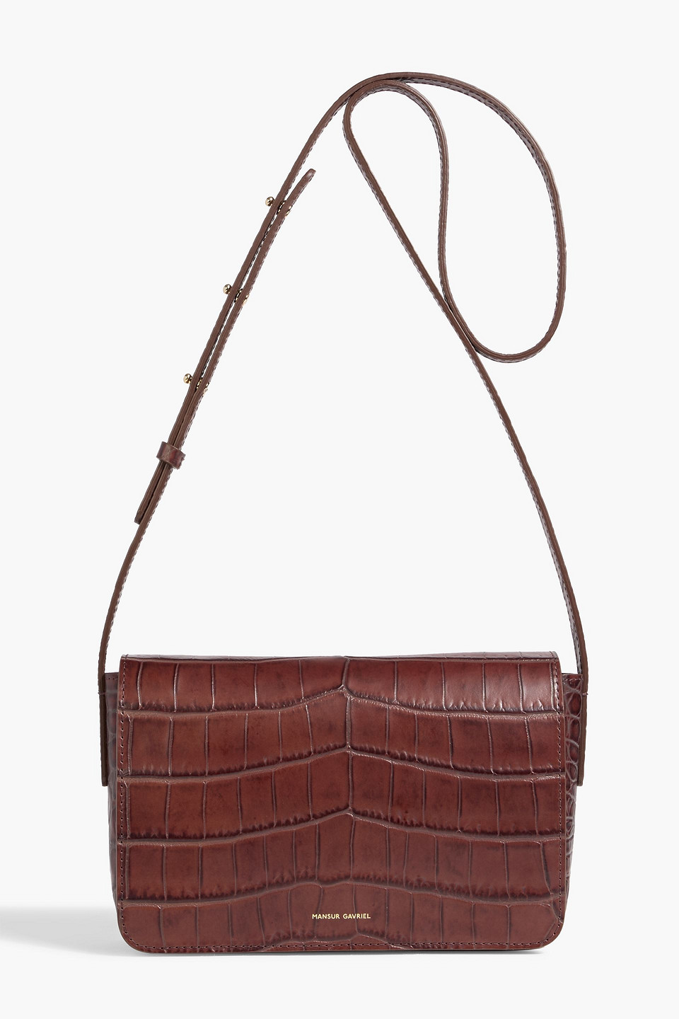 Mansur Gavriel Clio Croc-effect Leather Cross-body Bag In Brown