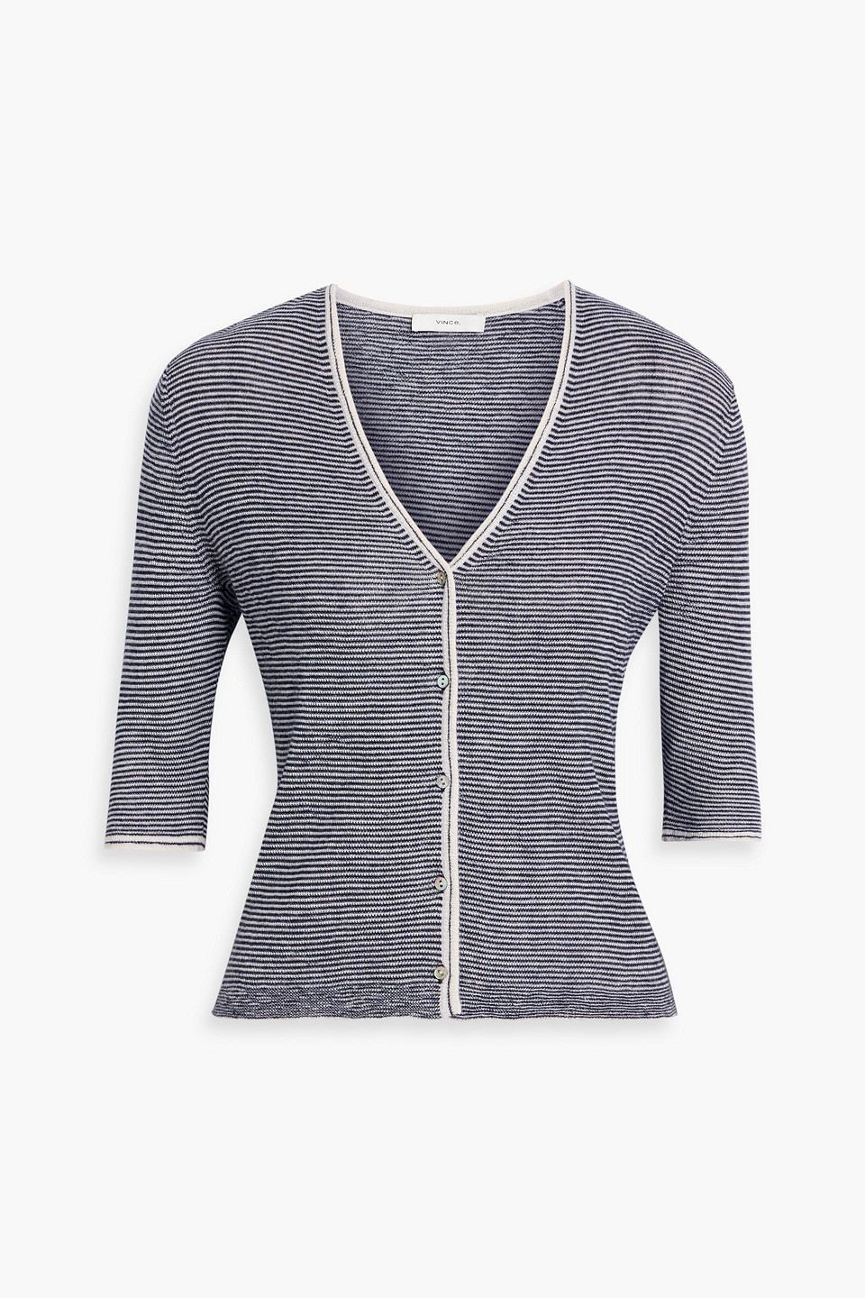 Vince Striped Cashmere And Silk-blend Cardigan In Multi