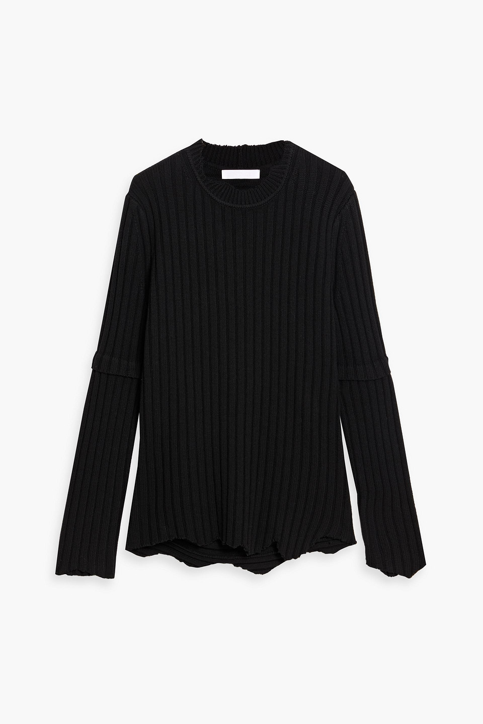 Helmut Lang Ribbed Merino Wool Sweater In Black