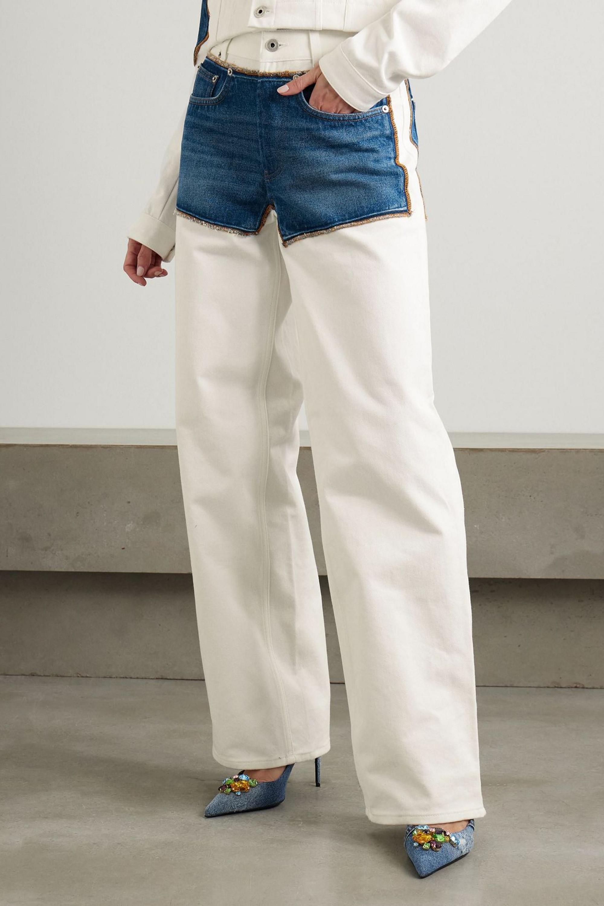 Jean Paul Gaultier Petit Grand two-tone wide-leg jeans
