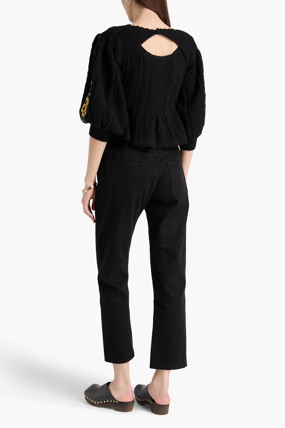  Farm Rio - Pullover Mit Zopfstrickmuster Und Stickereien - Schwarz - Xxs 