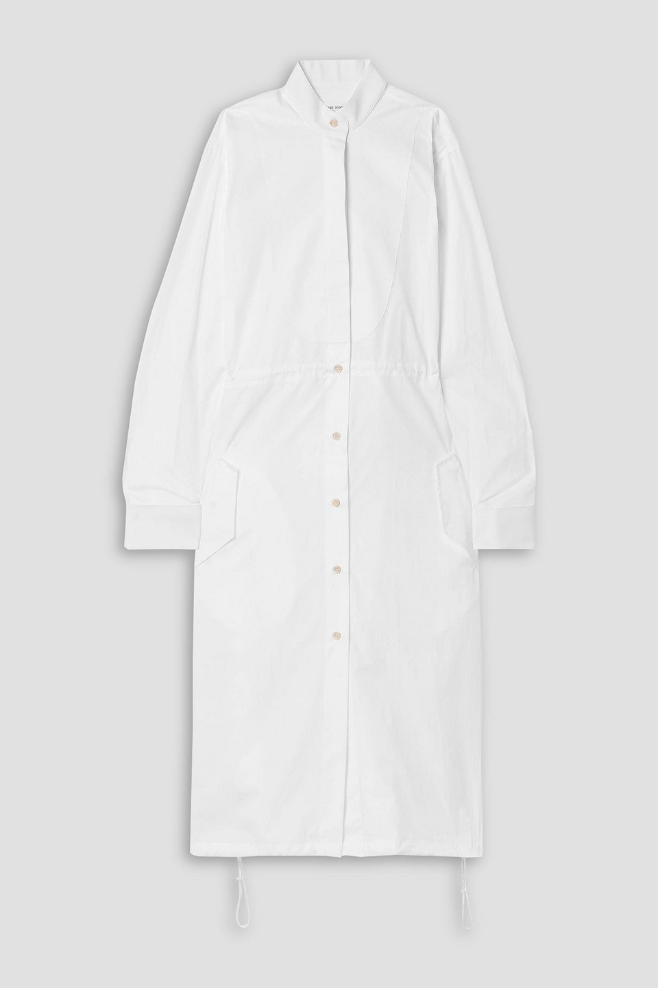 wales bonner - piqué-trimmed cotton-poplin midi shirt dress - white - it 44