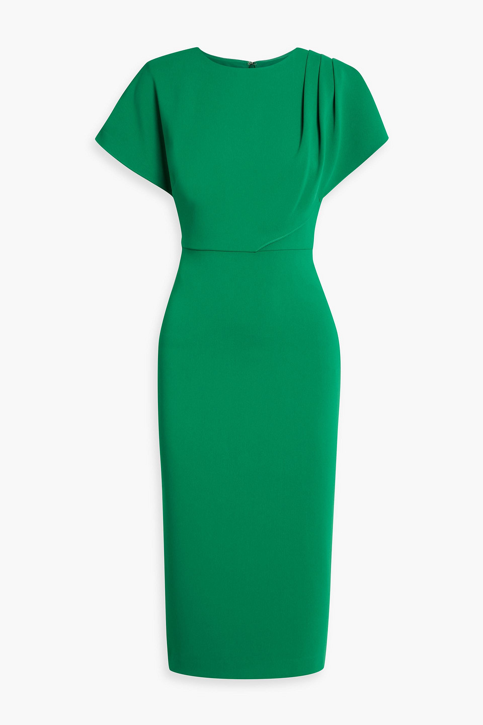 badgley mischka - draped crepe midi dress - green - us 0