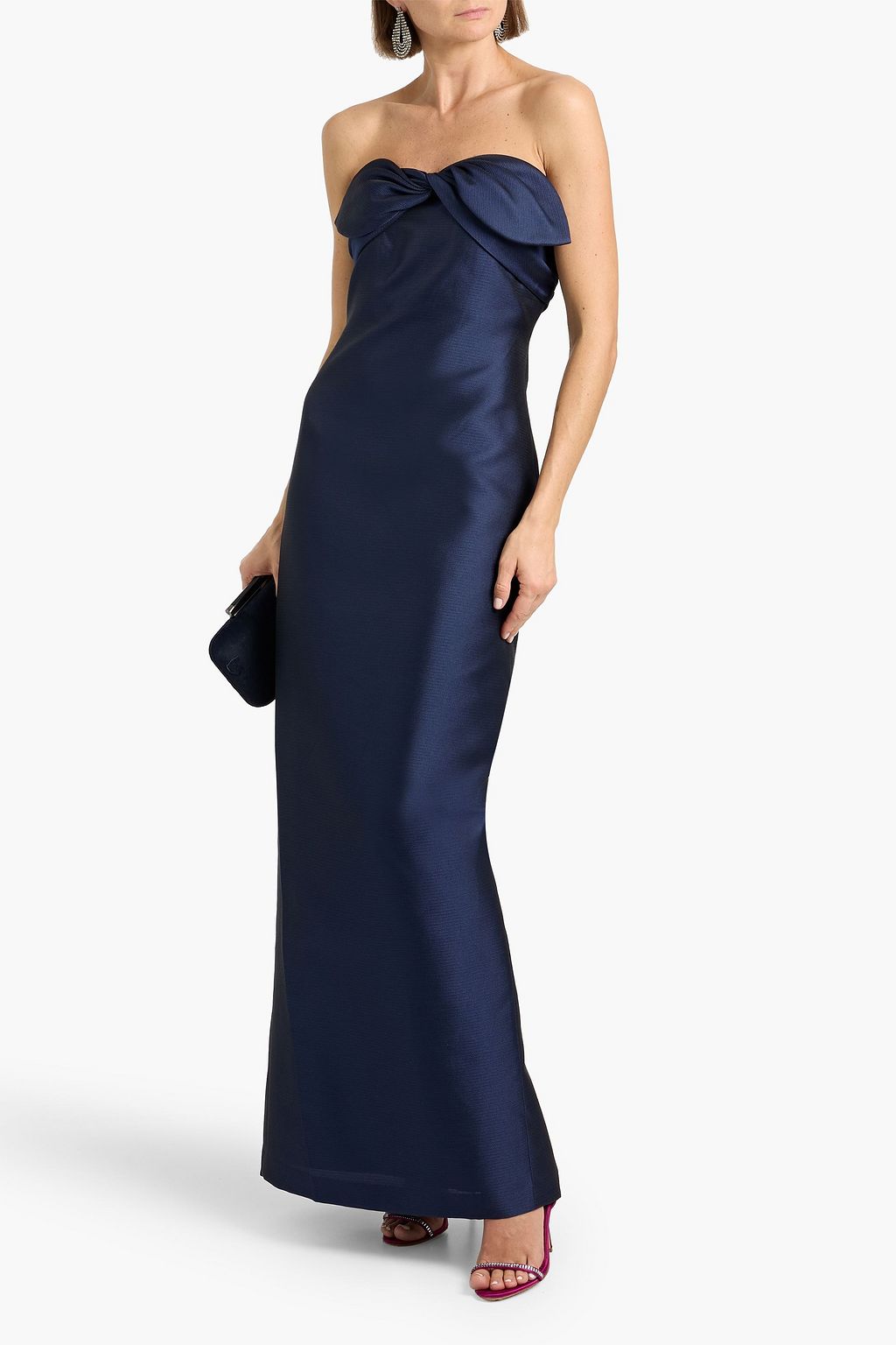 badgley mischka blue strapless dress Badgley Mischka Women's Satin Strapless Gown - Navy