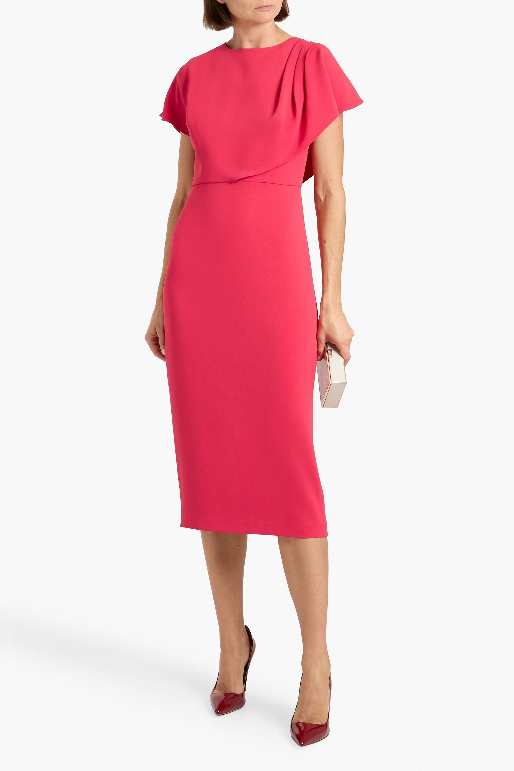 Badgley Mischka Draped crepe midi dress