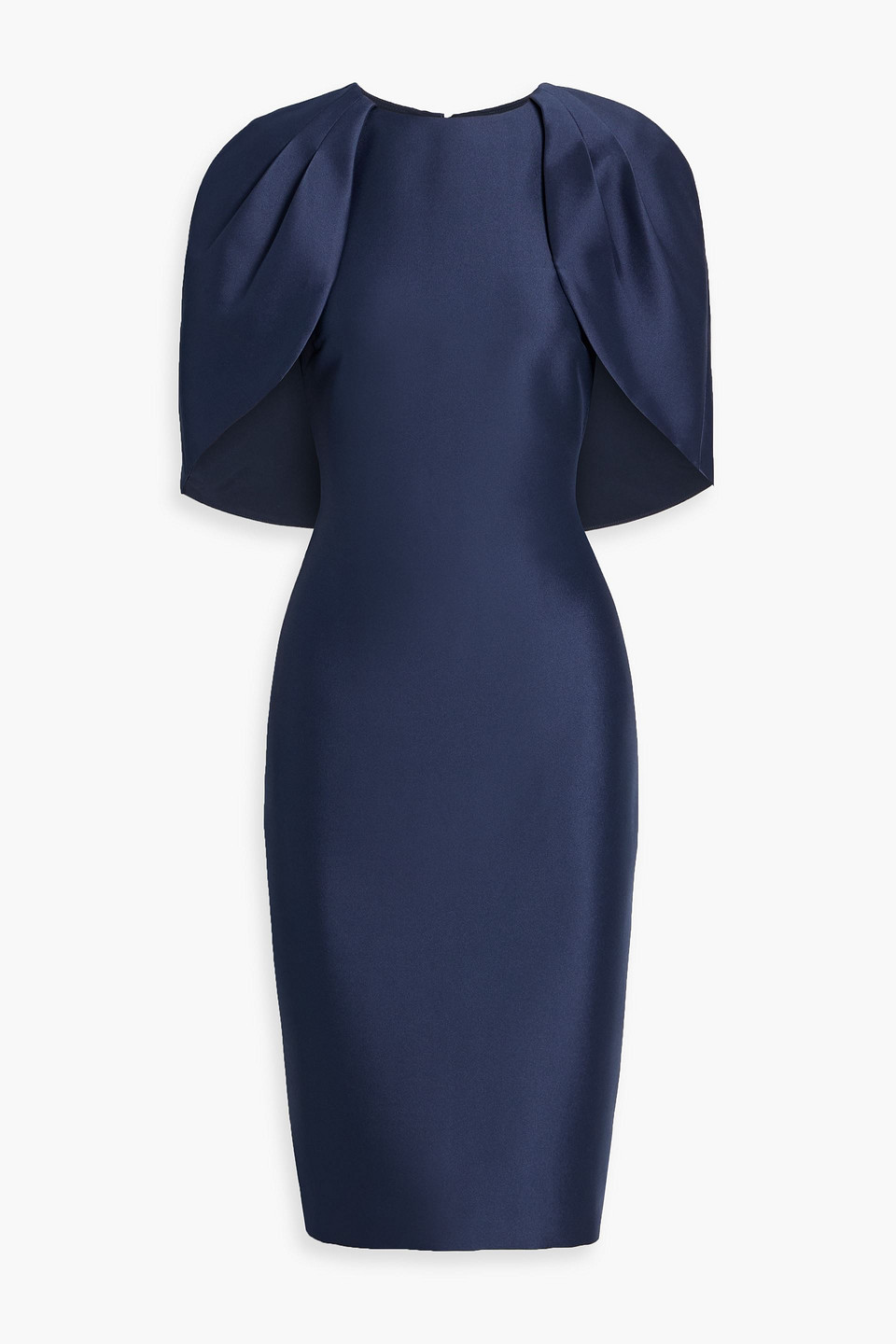 badgley mischka - cape-effect satin-twill dress - blue - us 2