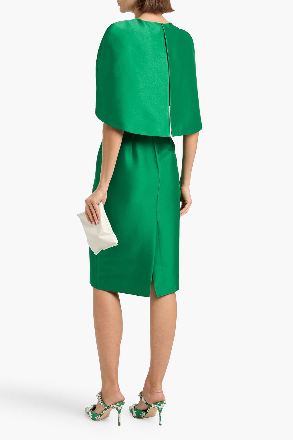 green emerald velvet dress Beaded Three-Quarter Sleeve Gown by Badgley Mischka main image 0