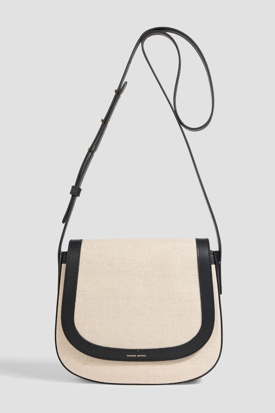 Mansur Gavriel Classic Leather-trimmed Canvas Cross-body Bag In Sand