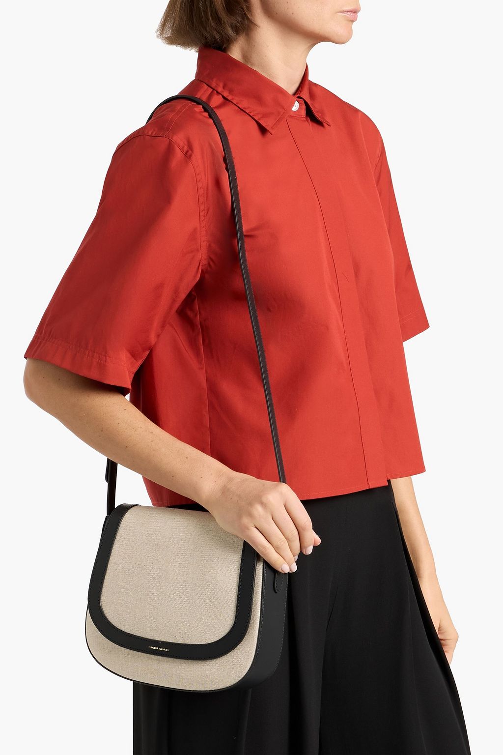 MANSUR GAVRIEL Classic leather-trimmed canvas cross-body bag | THE