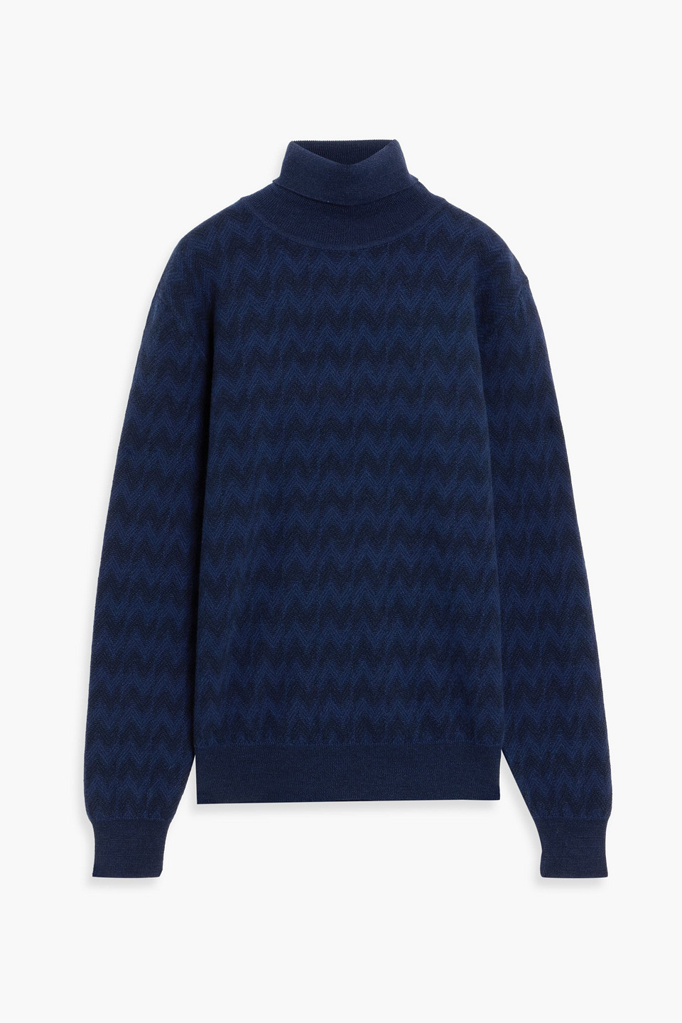 missoni - jacquard-knit wool and cashmere-blend turtleneck sweater - blue - m