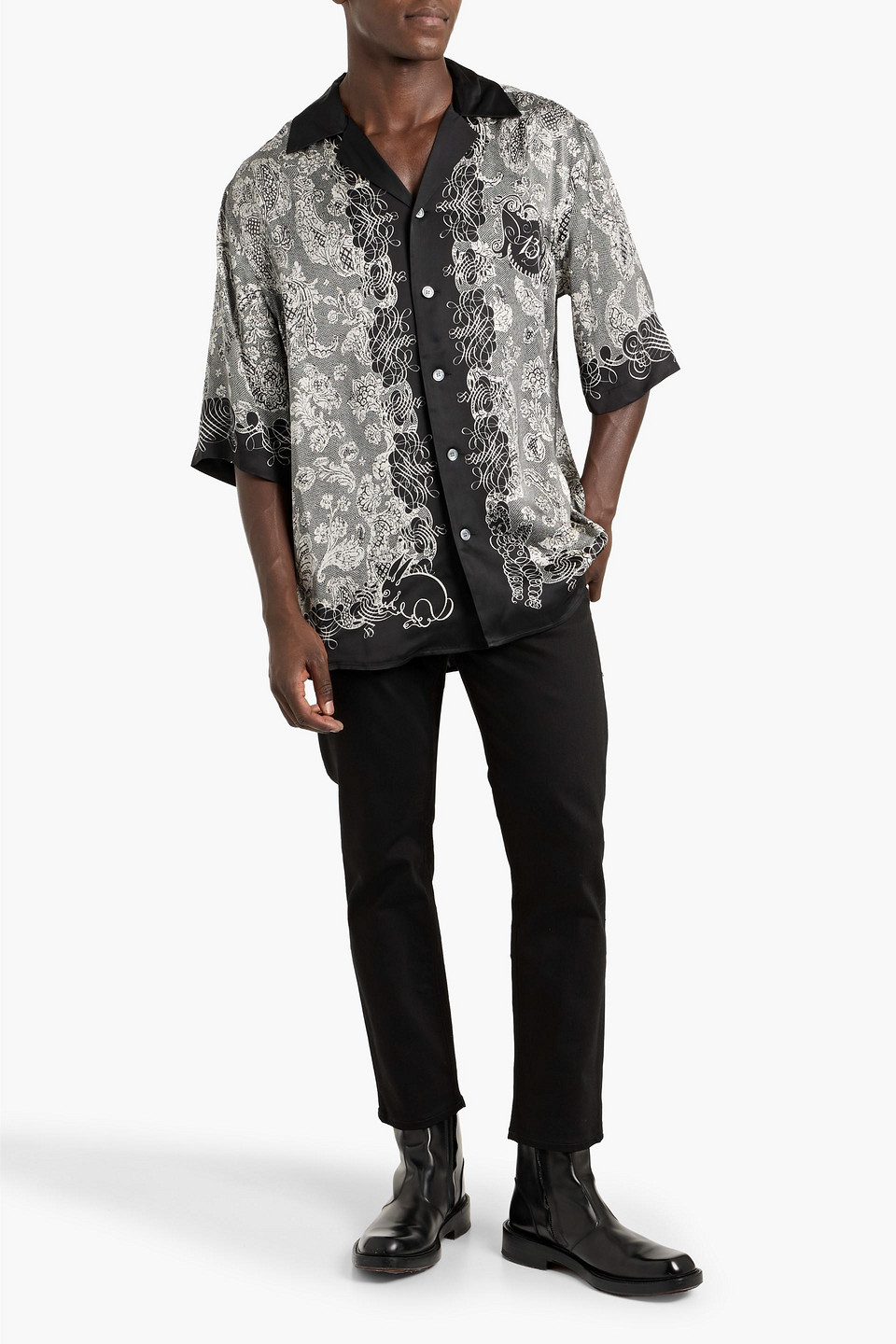 Acne Studios Printed Satin Shirt In Multi