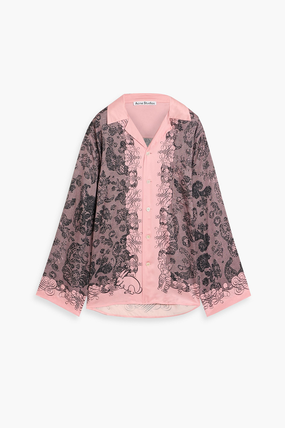 Acne Studios Printed Satin Shirt In Pink