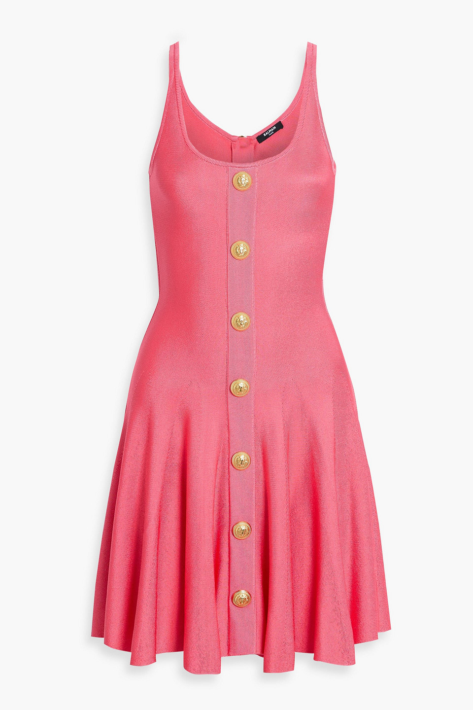 Balmain Embellished Knitted Mini Dress In Pink
