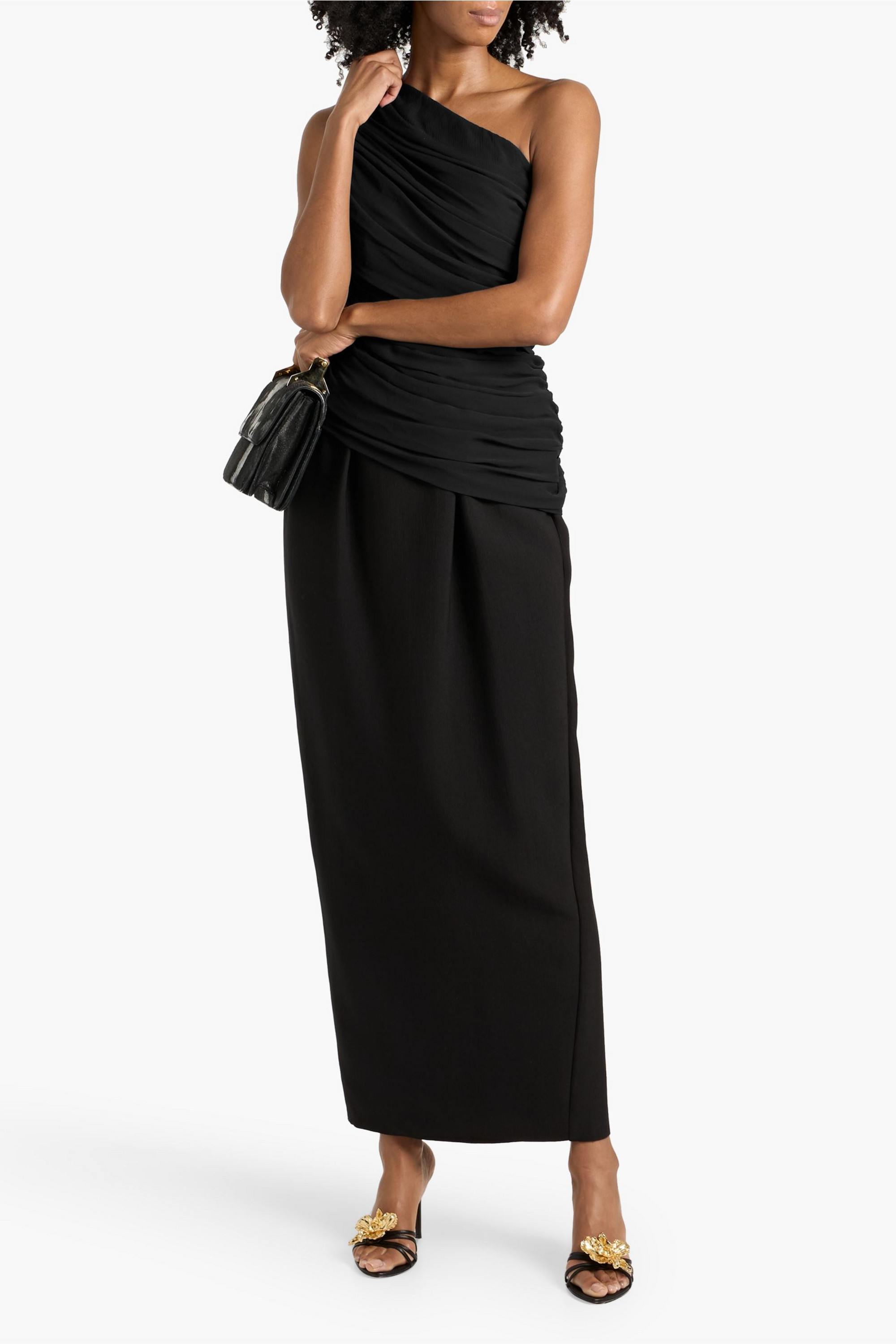 Abadia Layal one-shoulder ruched crepe de chine top