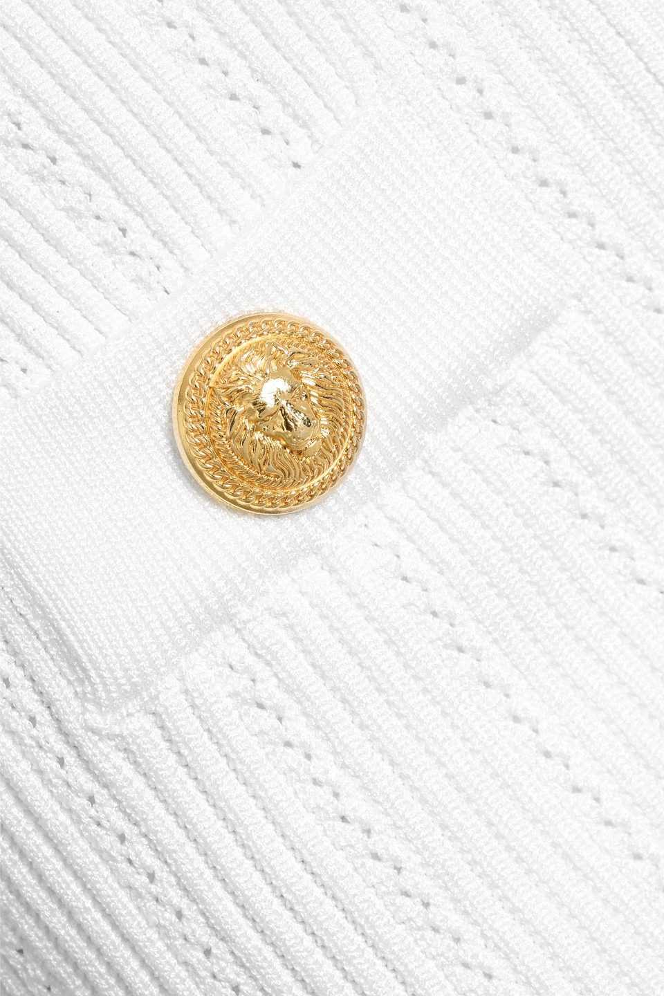 Balmain Embellished Pointelle And Ribbed-knit Mini Skirt In White