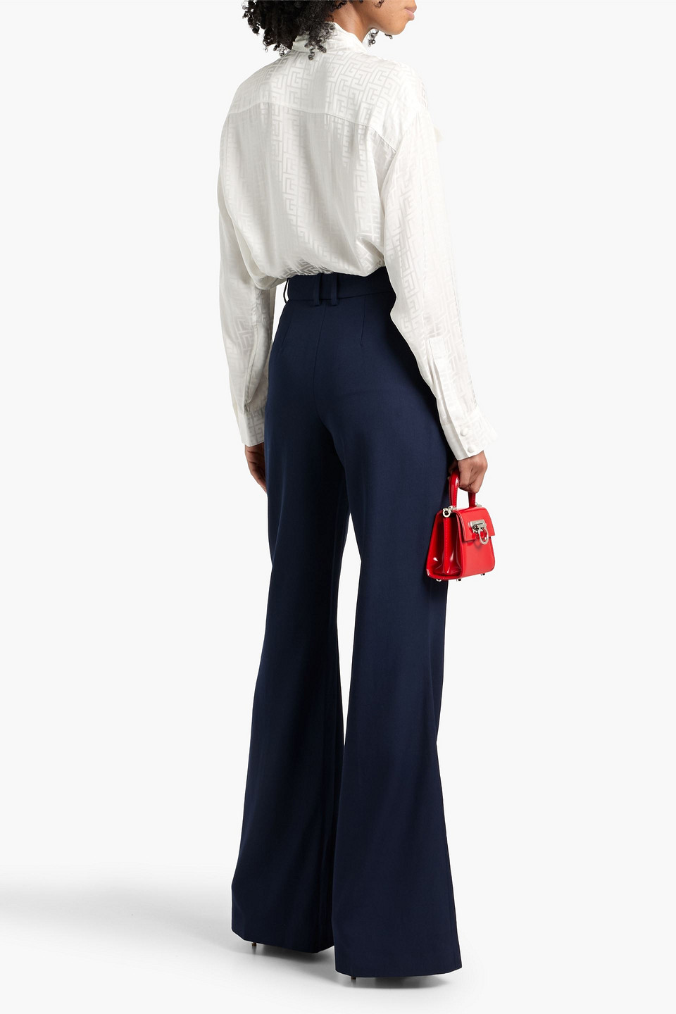 Balmain Wool Flared Pants In Blue