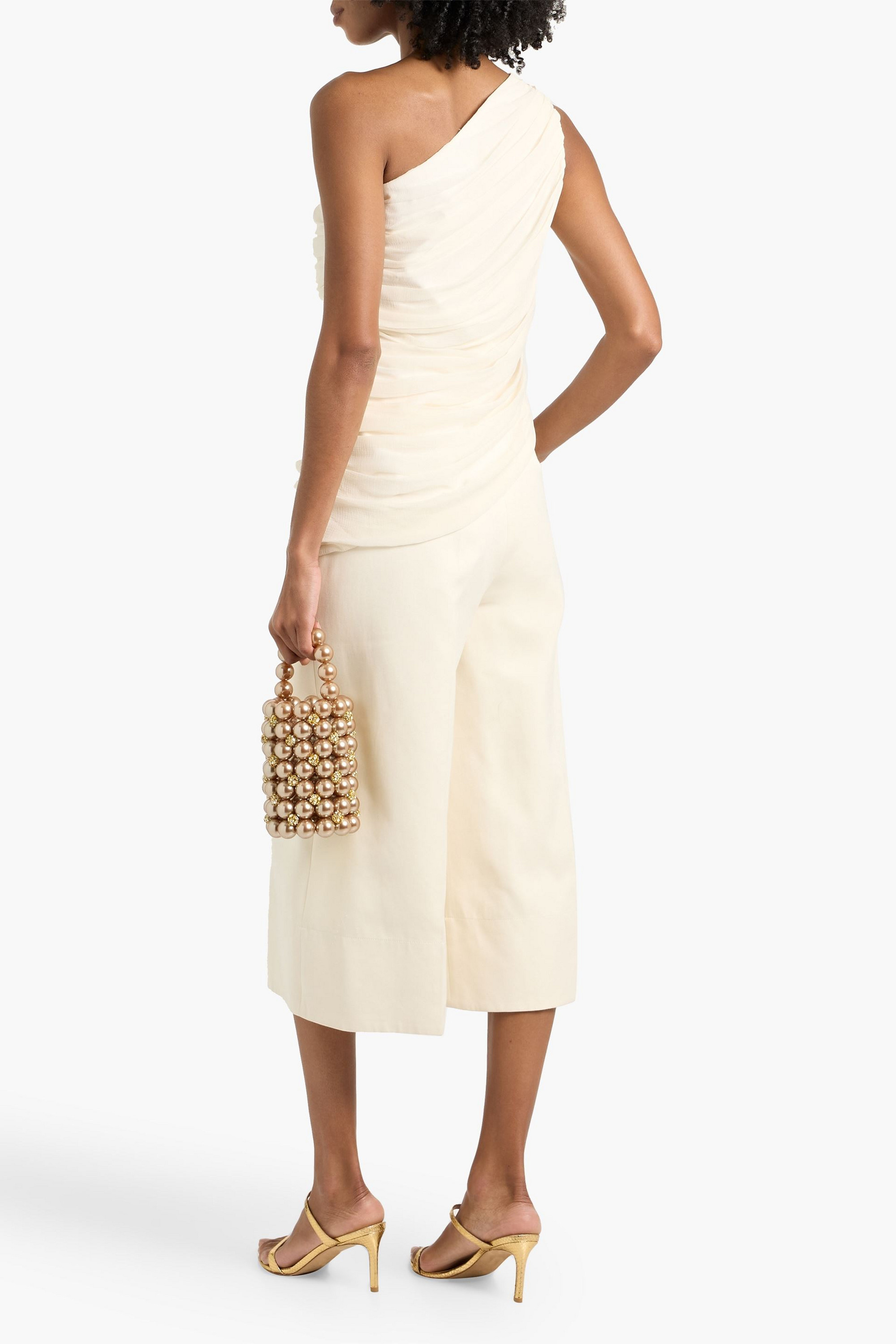 Abadia - Layal one-shoulder ruched crepe de chine top | Plush
