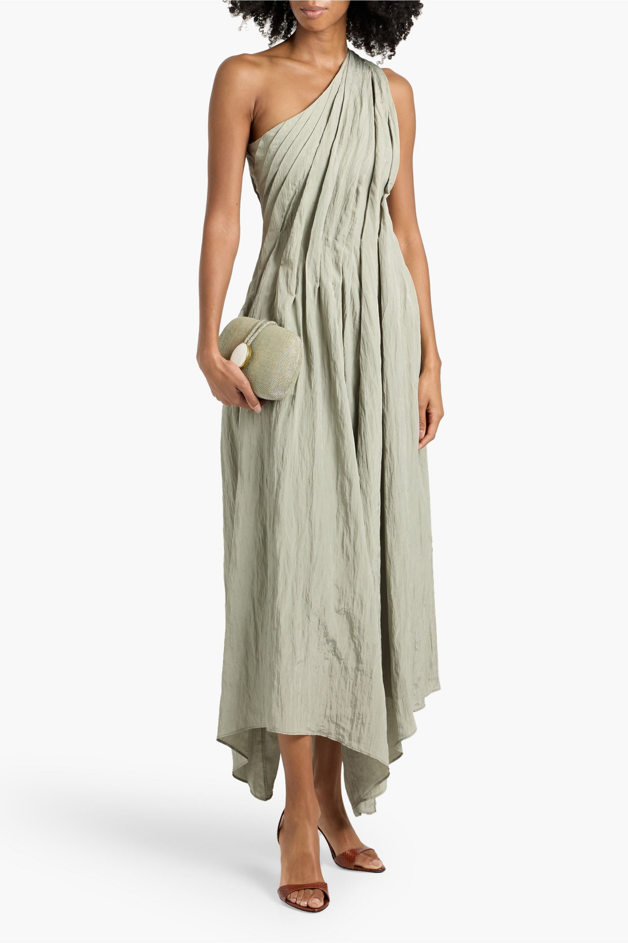 Abadia - Suri twill-paneled georgette maxi dress | Plush Abadia - Suri twill-paneled georgette maxi dress | Plush