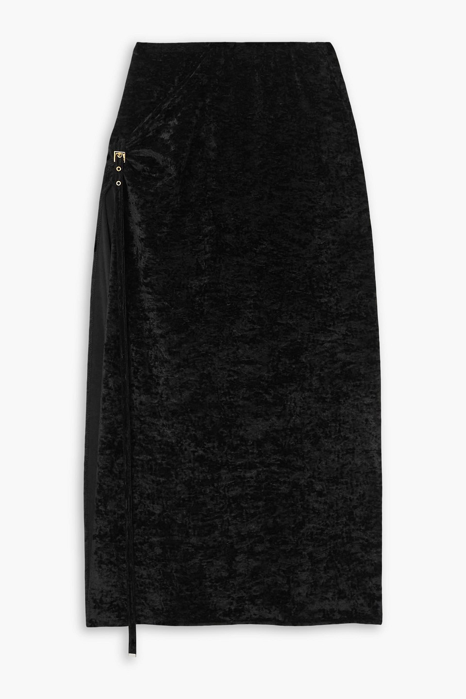 Jacquemus Embellished Stretch-velour Midi Skirt In Black