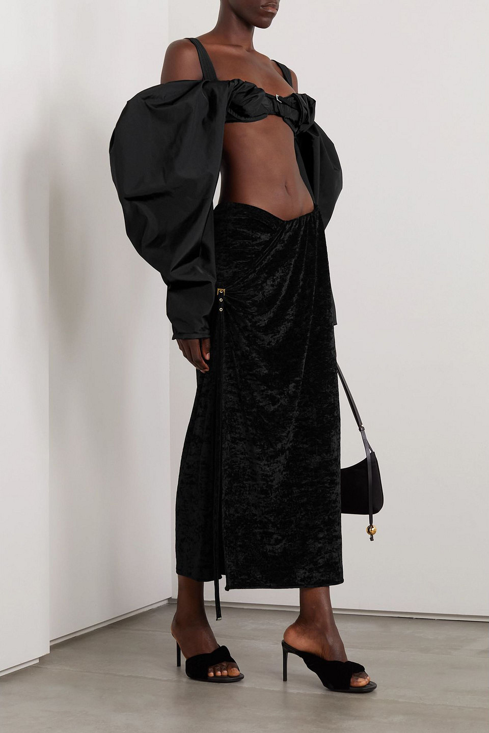  Jacquemus - Midirock Aus Stretch-velours Mit Verzierung - Schwarz - Xs 