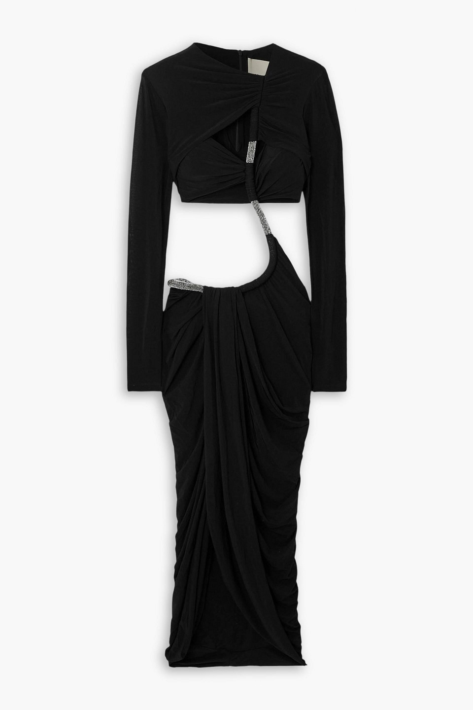 isabel marant - bessie cutout crystal-embellished ruched jersey midi dress - black - fr 38