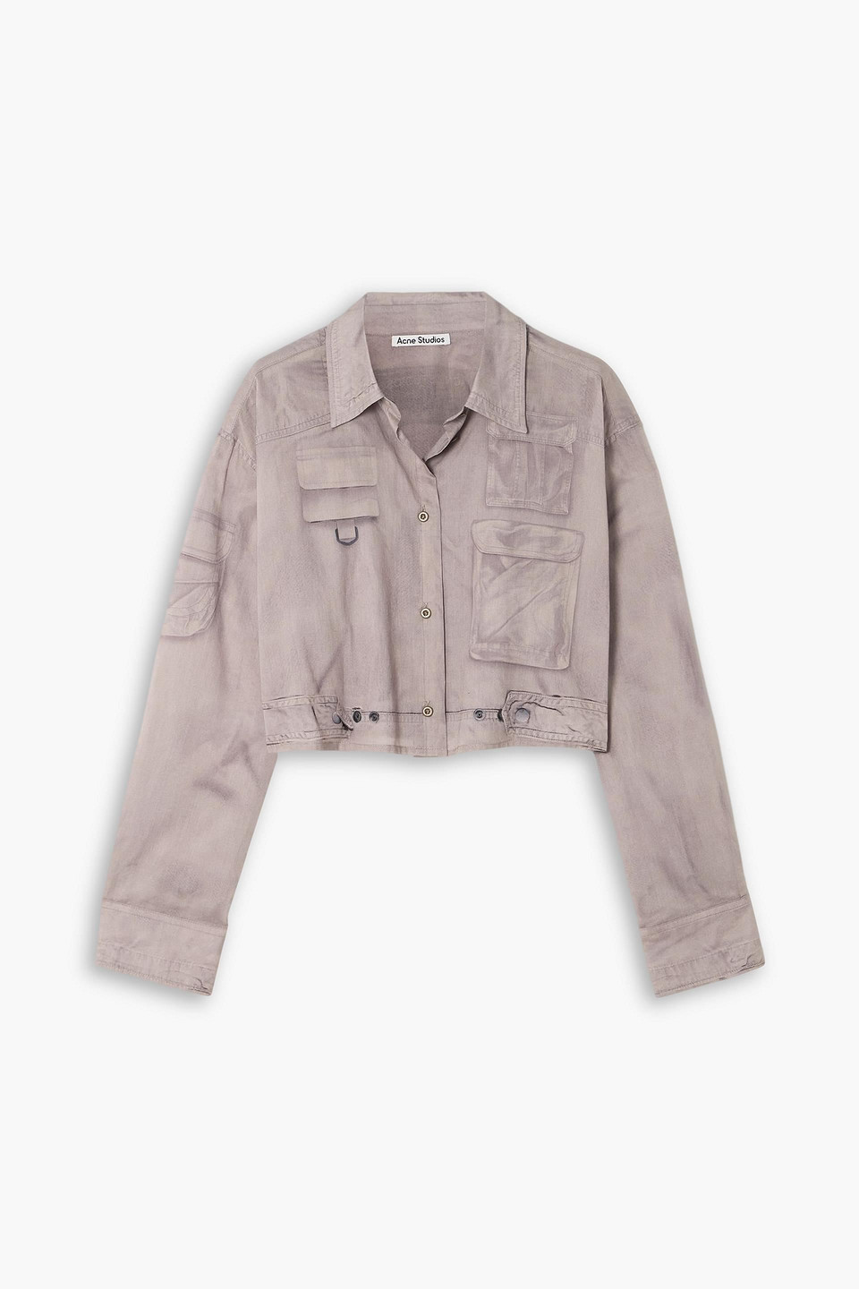 Acne Studios Printed Cotton Cropped Shirt In Neutral