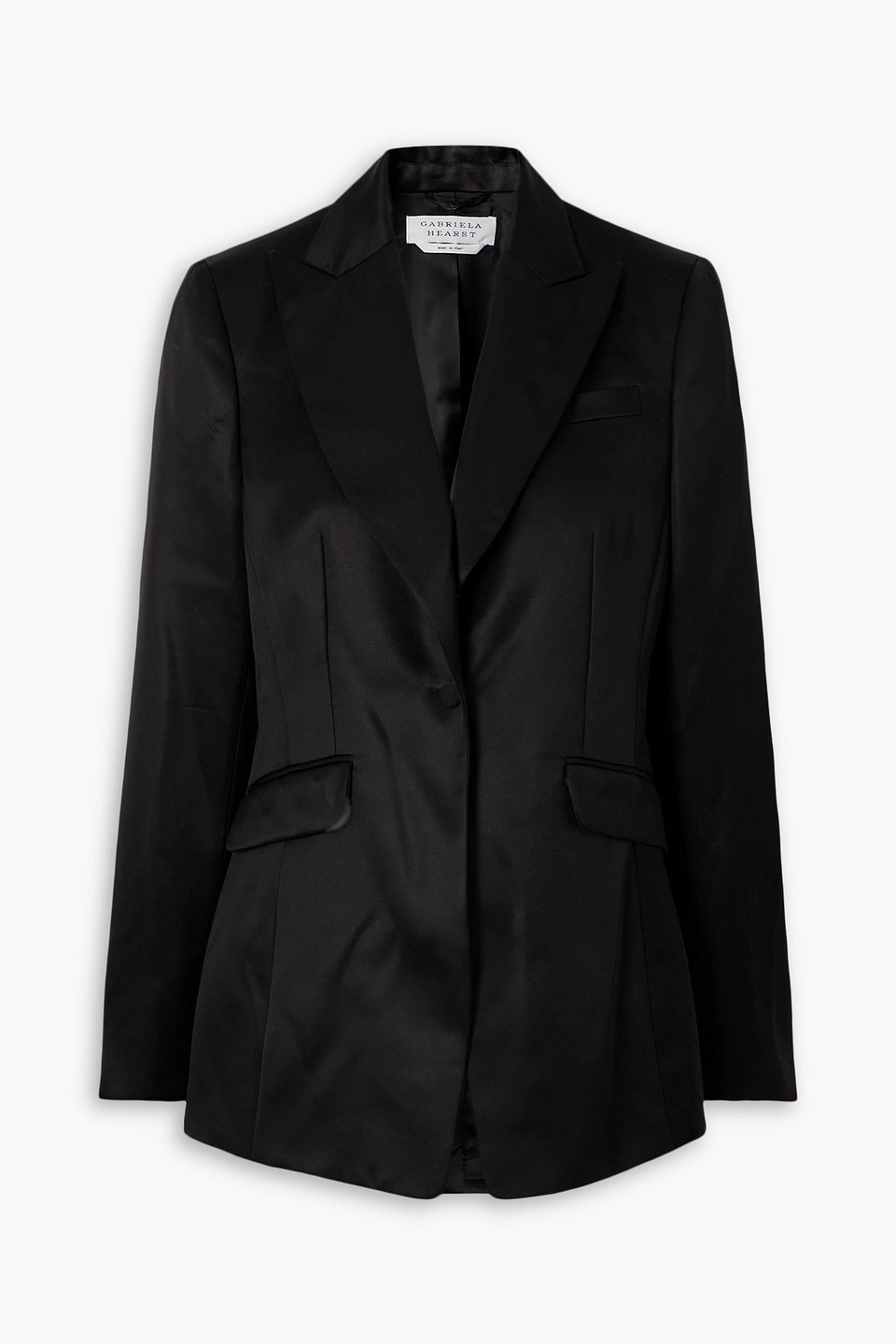 Gabriela Hearst Serge Embellished Wool And Silk-blend Satin Blazer In Black