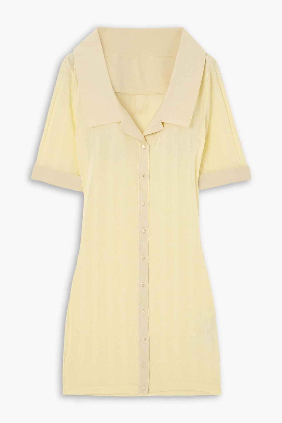jacquemus - manta poplin-trimmed ribbed-knit mini dress - yellow - fr 36