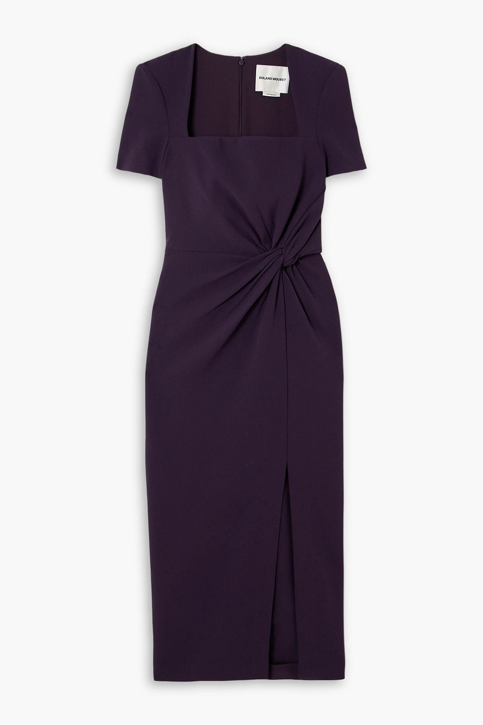 roland mouret - twisted cady midi dress - purple - uk 4