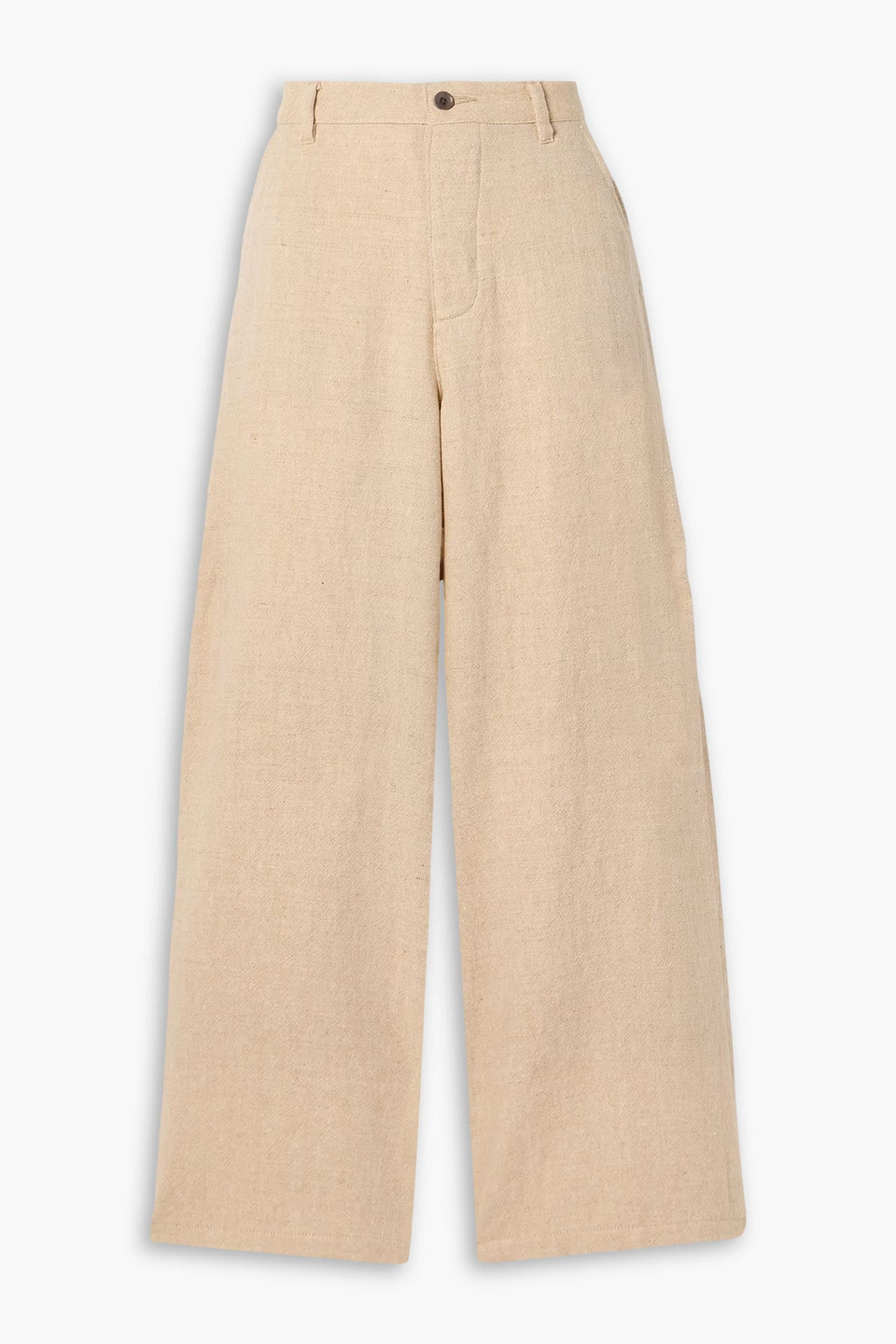 The Elder Statesman Linen, Wool, Silk And Cashmere-blend Wide-leg Pants In Brown