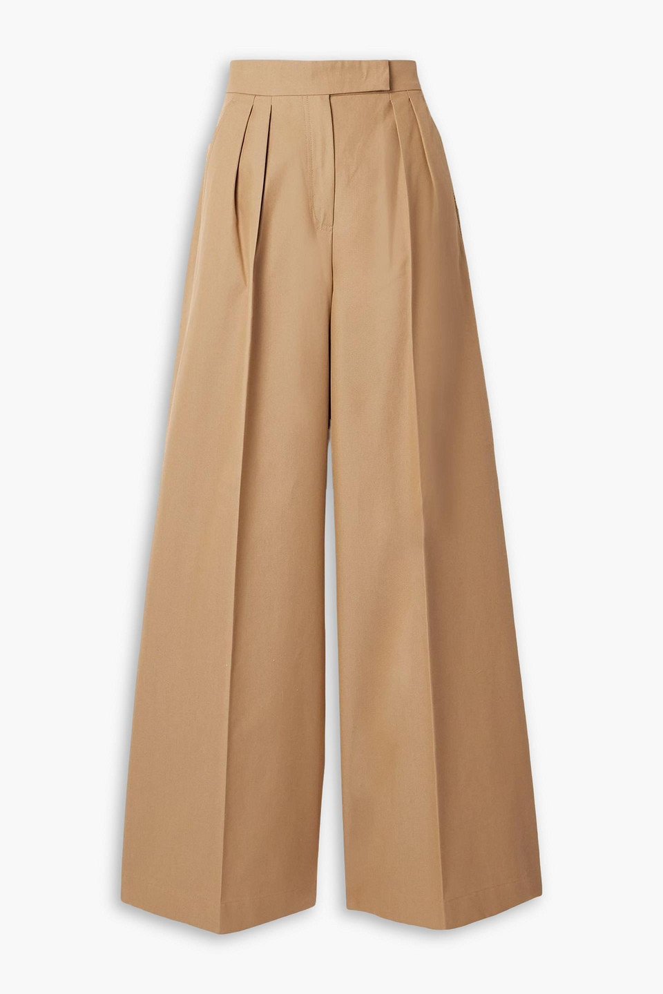 Max Mara Corte Pleated Cotton-canvas Wide-leg Pants In Brown