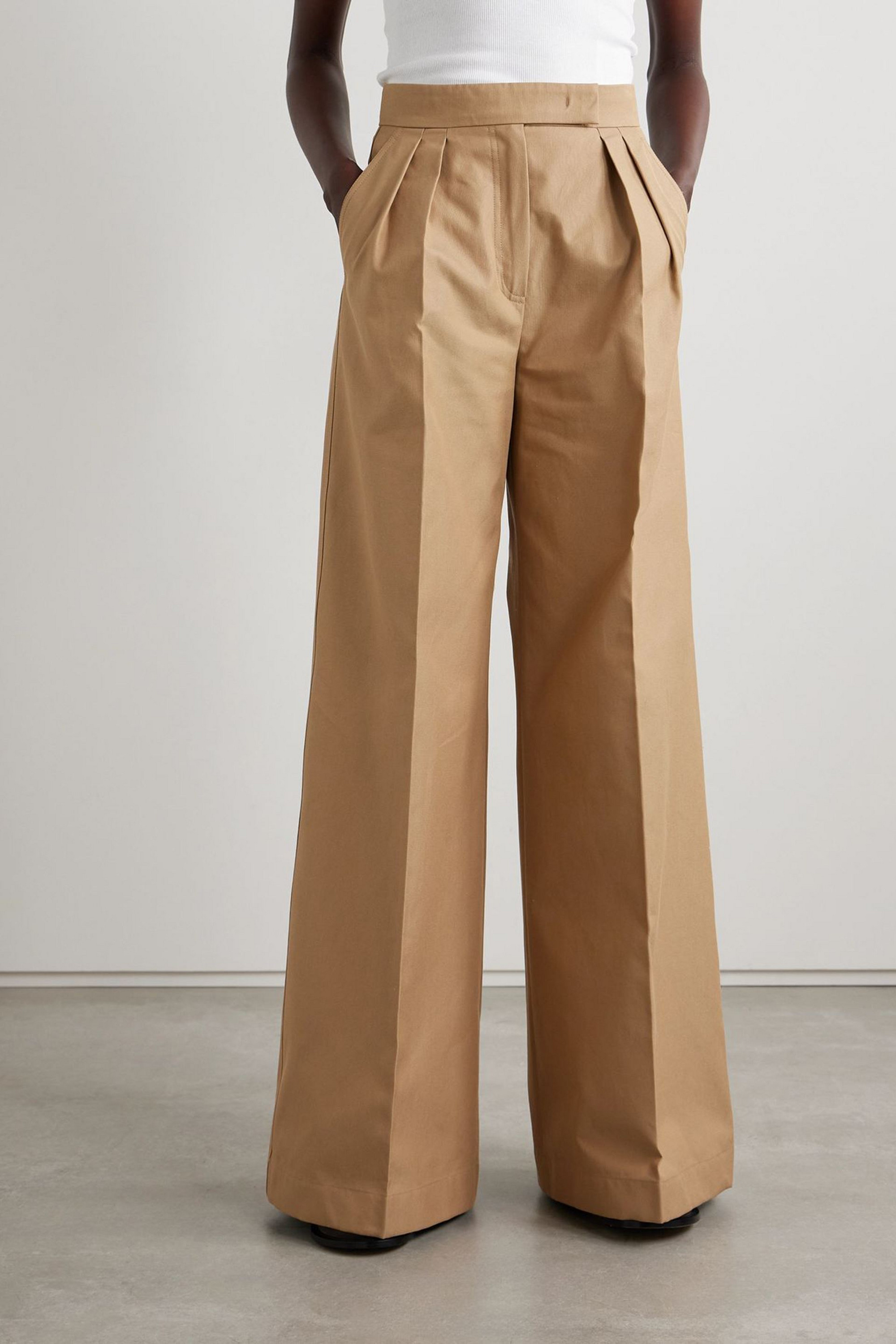 Max Mara Corte pleated cotton-canvas wide-leg pants