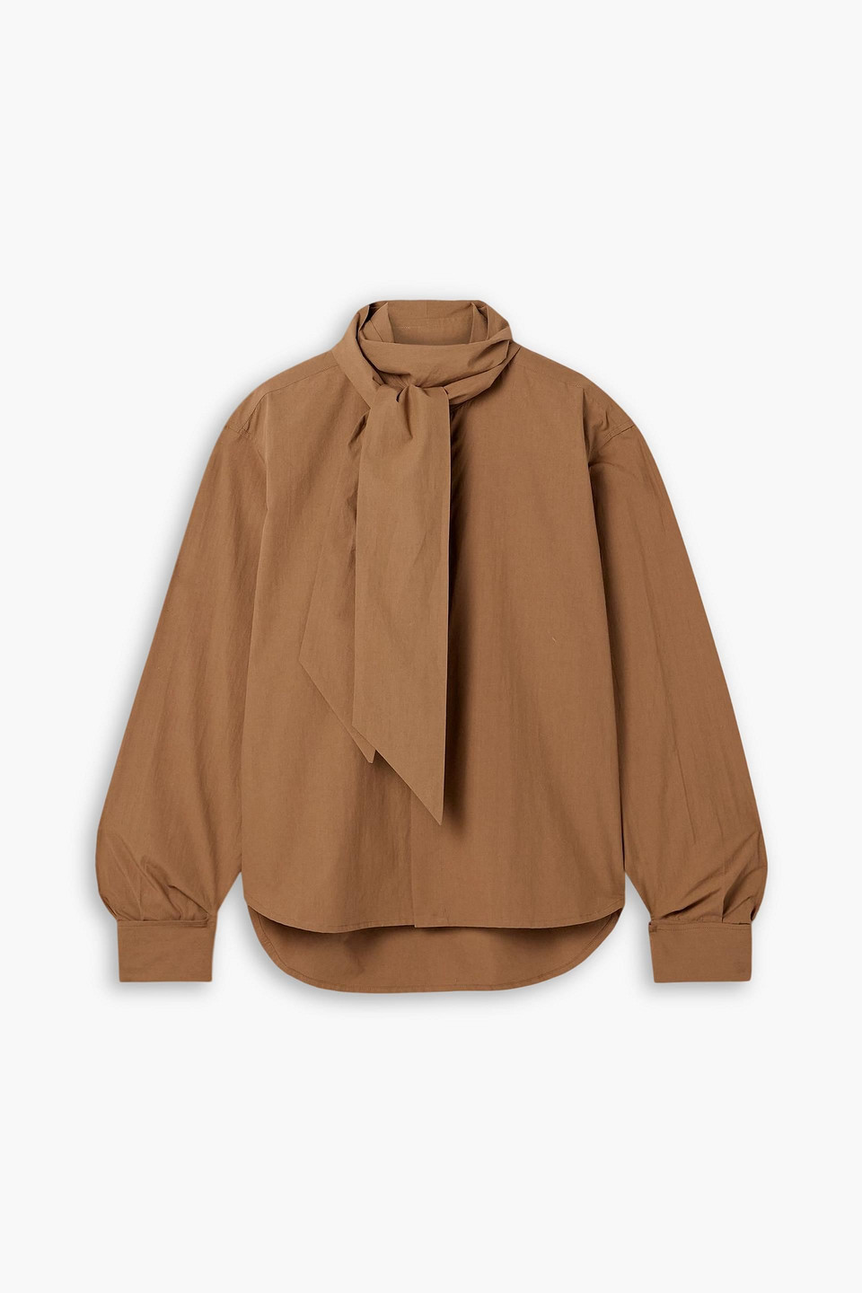 Petar Petrov All-rounder Pussy-bow Cotton-poplin Shirt In Brown