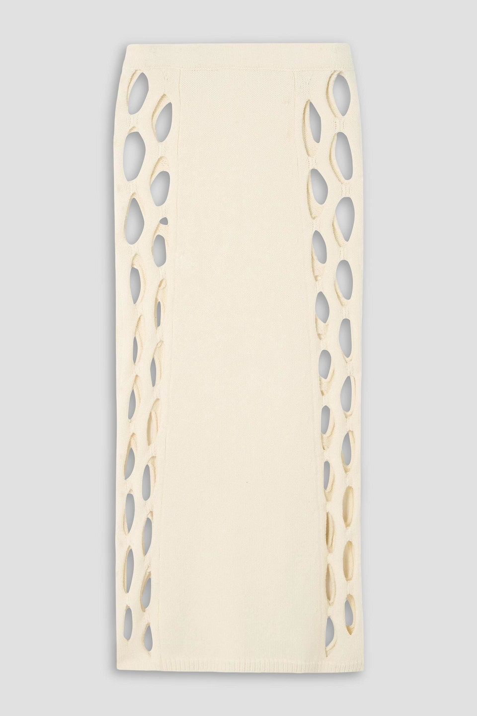 Diotima Steer Cutout Ribbed Wool-blend Midi Skirt In White