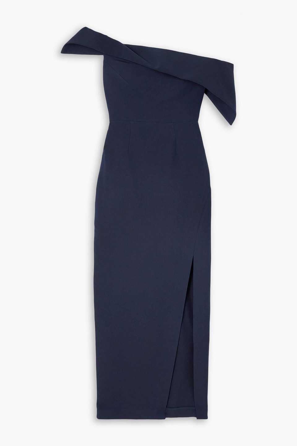 Roland Mouret One-shoulder Wool And Silk-blend Crepe Gown In Blue