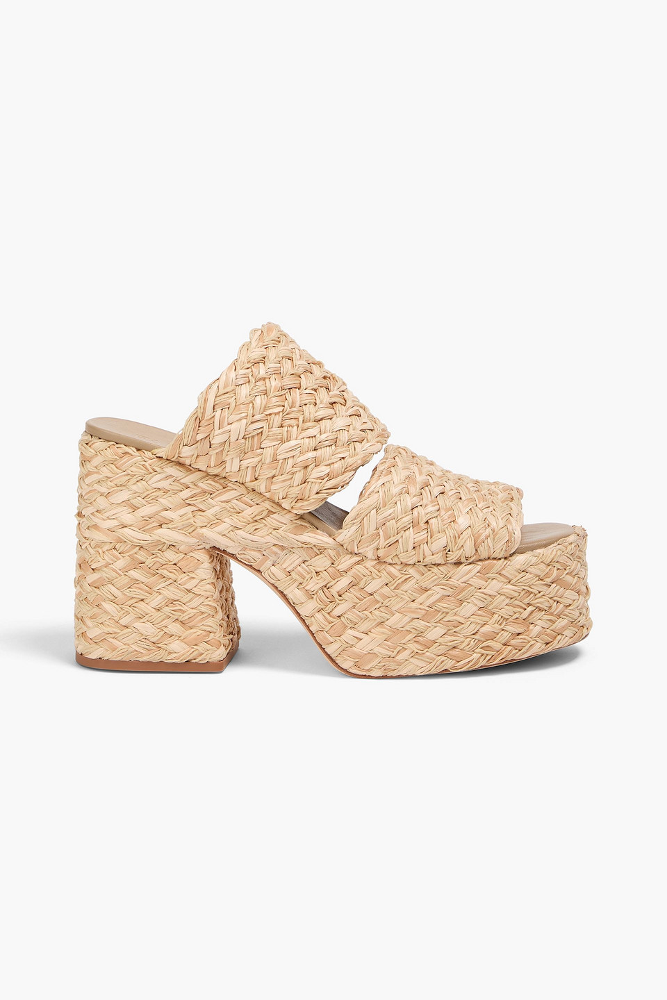 Farm Rio Raffia Platform Mules In Gold