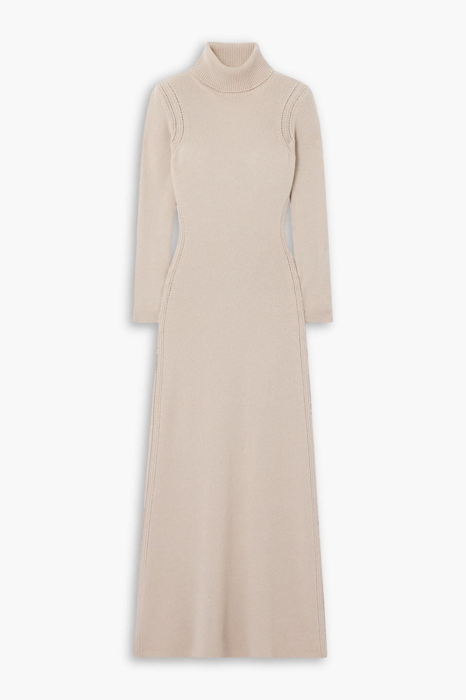 tom ford - open-back cashmere turtleneck maxi dress - neutral - s