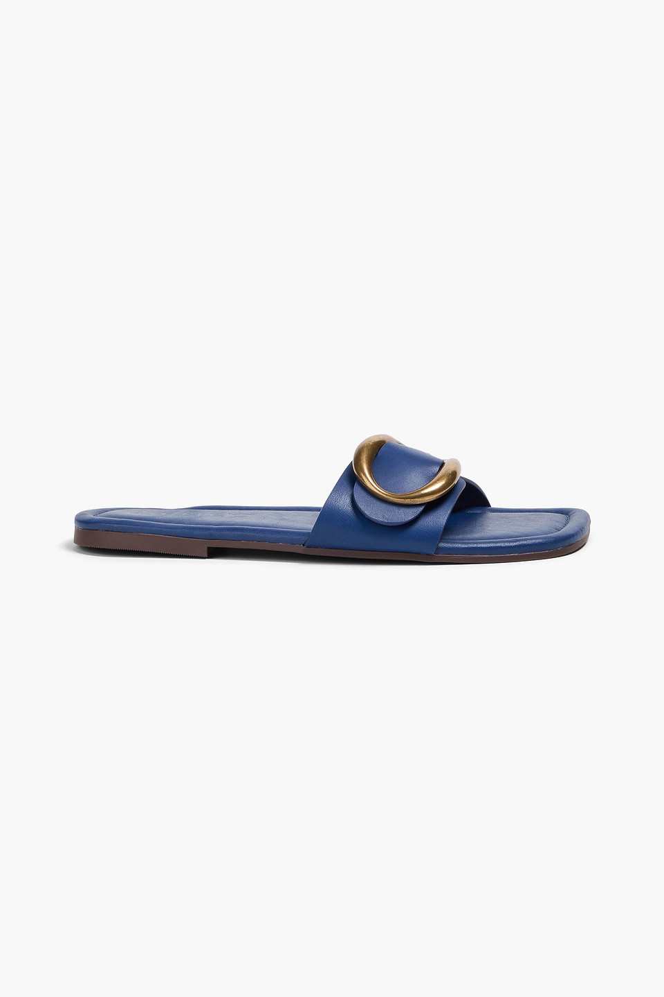 farm rio - buckled leather slides - blue - us 5