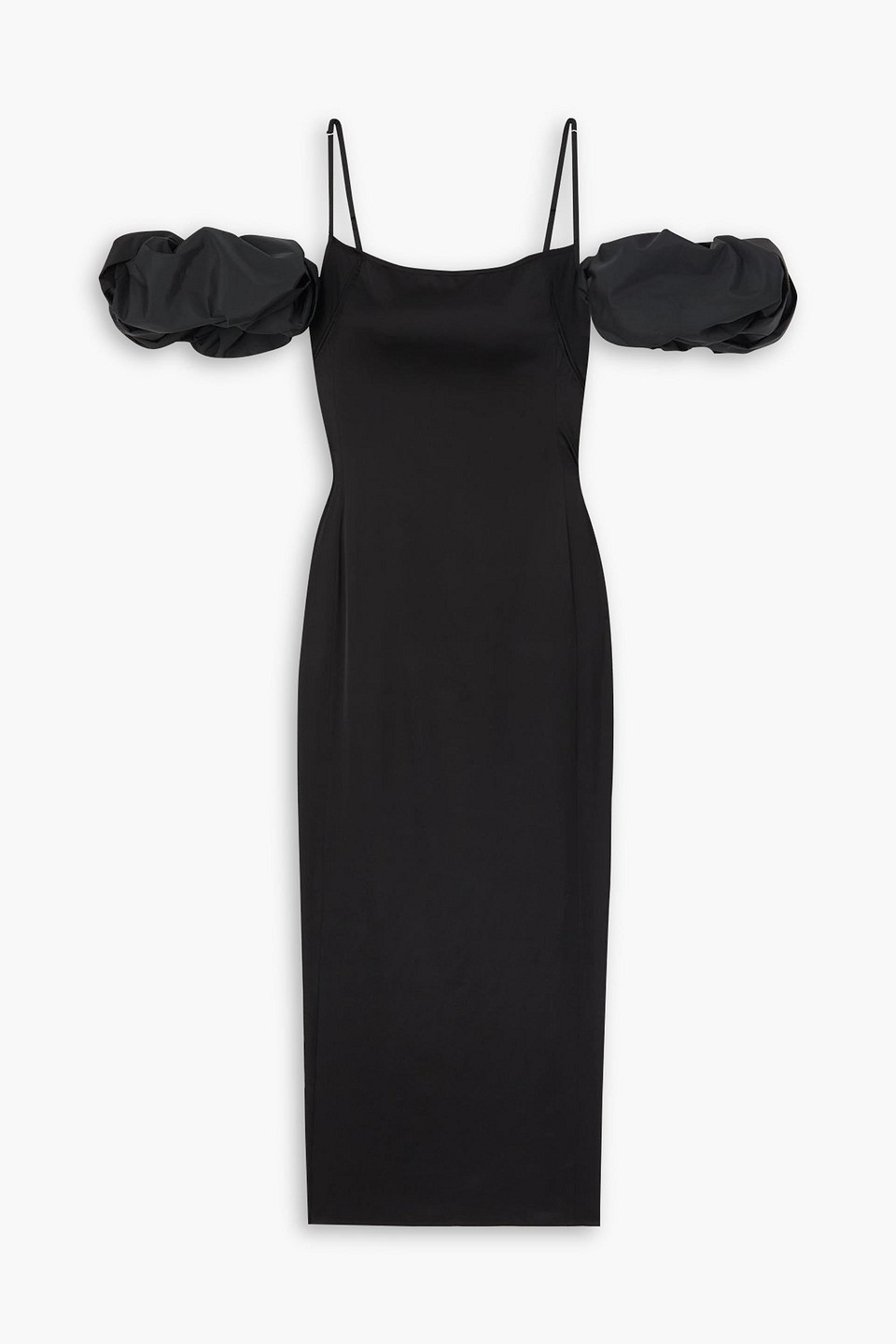 jacquemus - chouchou convertible duchesse-satin midi dress - black - fr 32