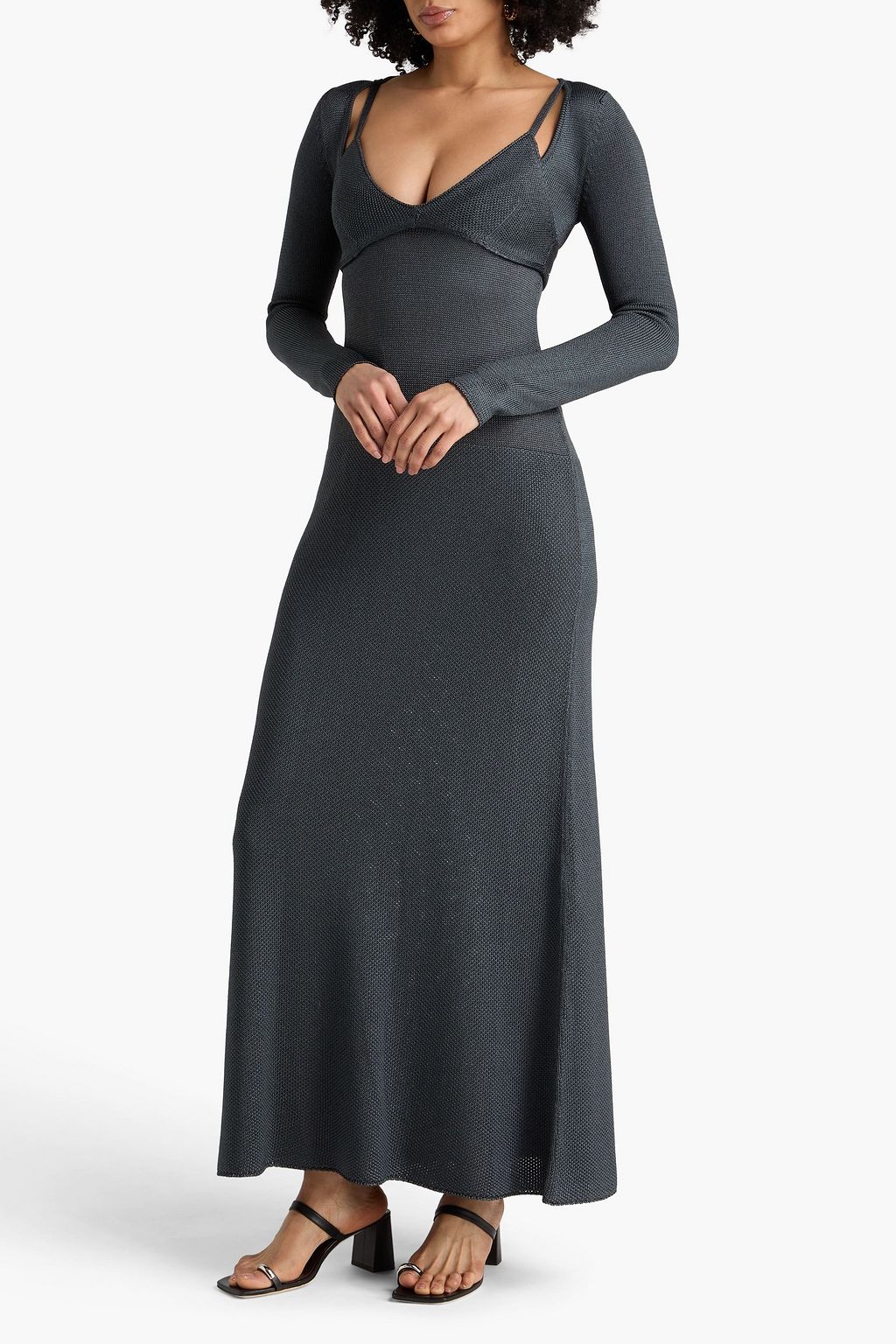 proenza schouler crochet knit maxi dress Micah Dress in Open Crochet Black