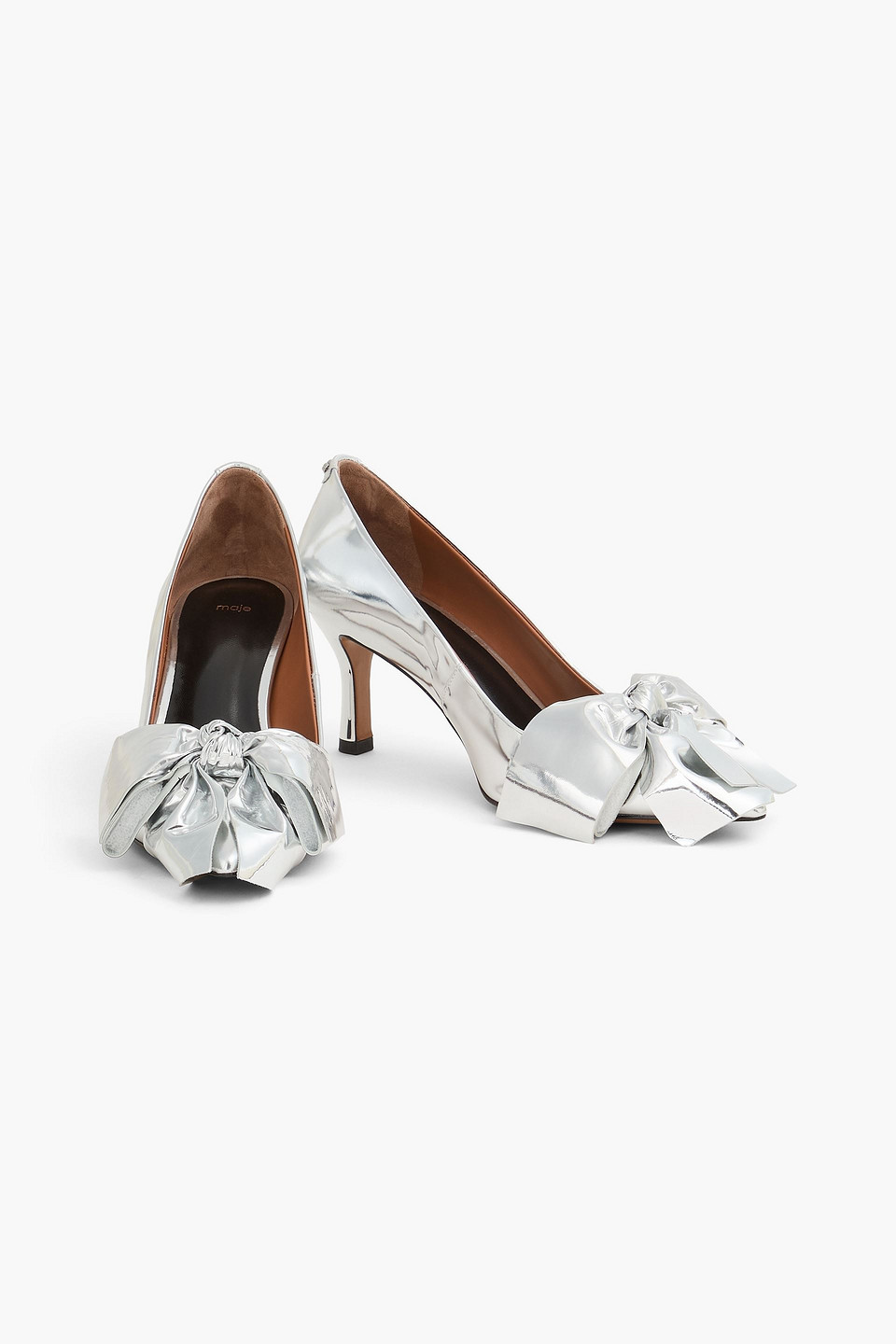  Maje - Bow-detailed Mirrored-leather Pumps - Metallic - Eu 36 