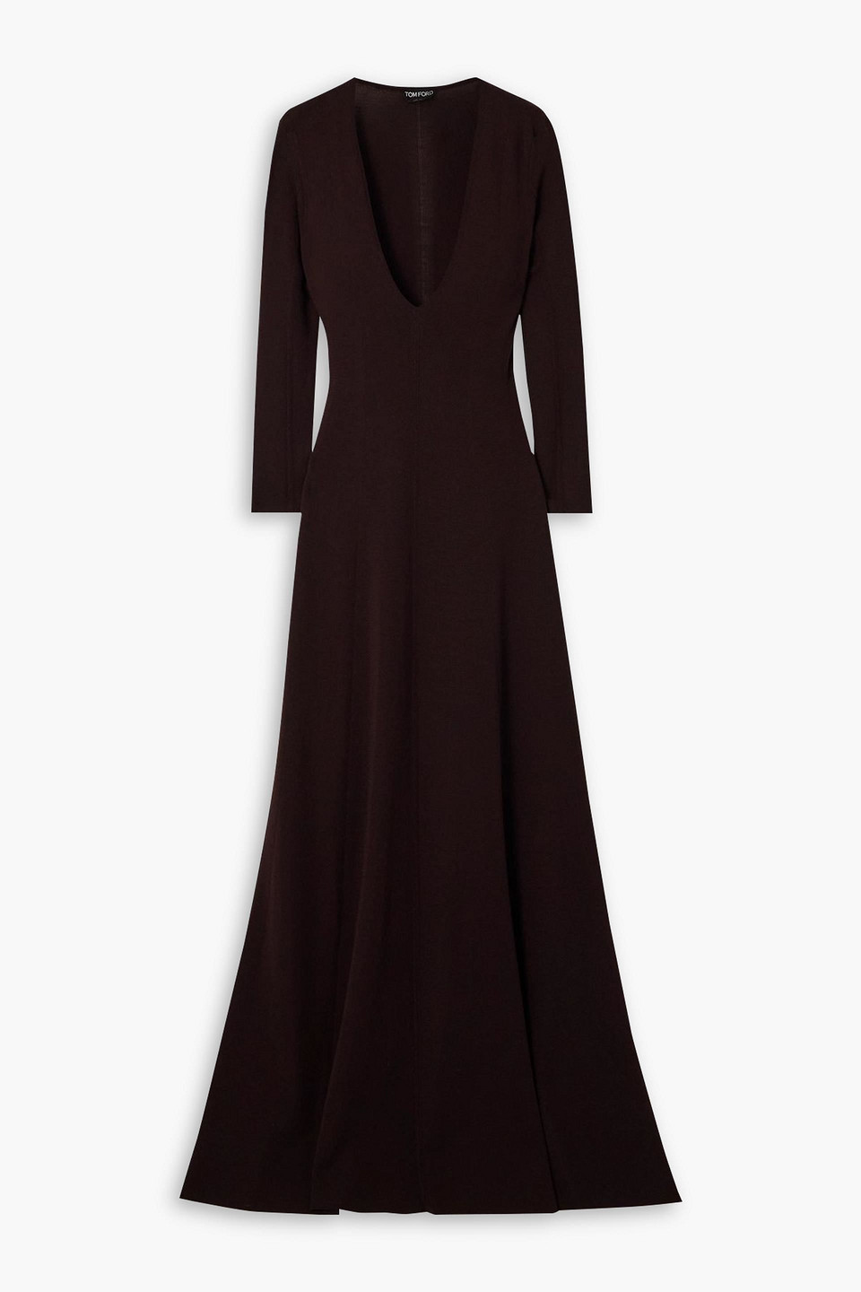 tom ford - cashmere and silk-blend maxi dress - brown - m