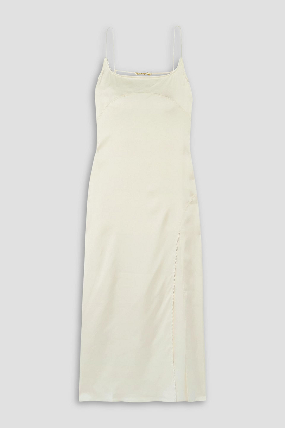 jacquemus - notte embellished satin-twill midi dress - white - fr 38