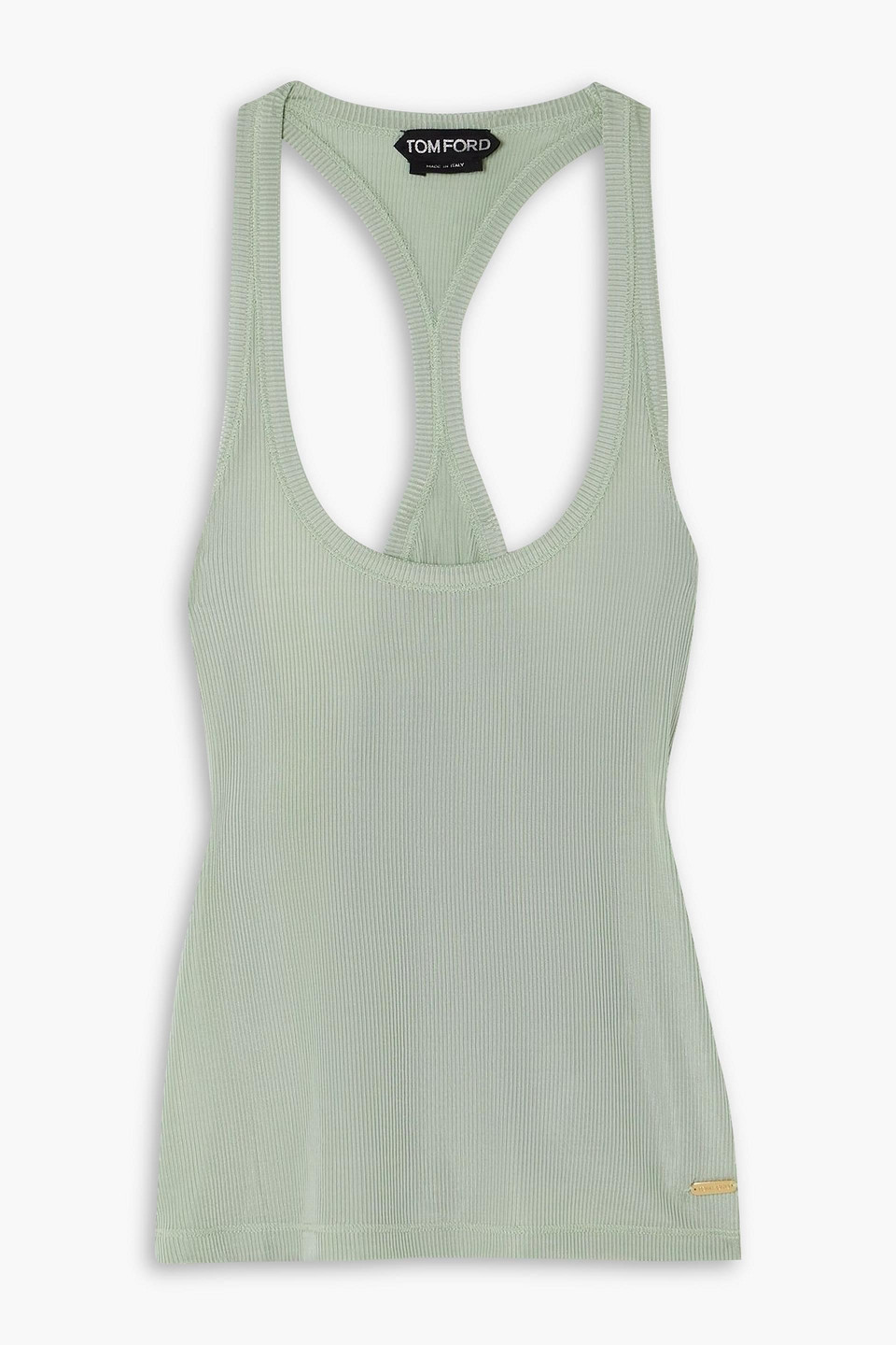 Tom Ford Ribbed-knit Tank In Green