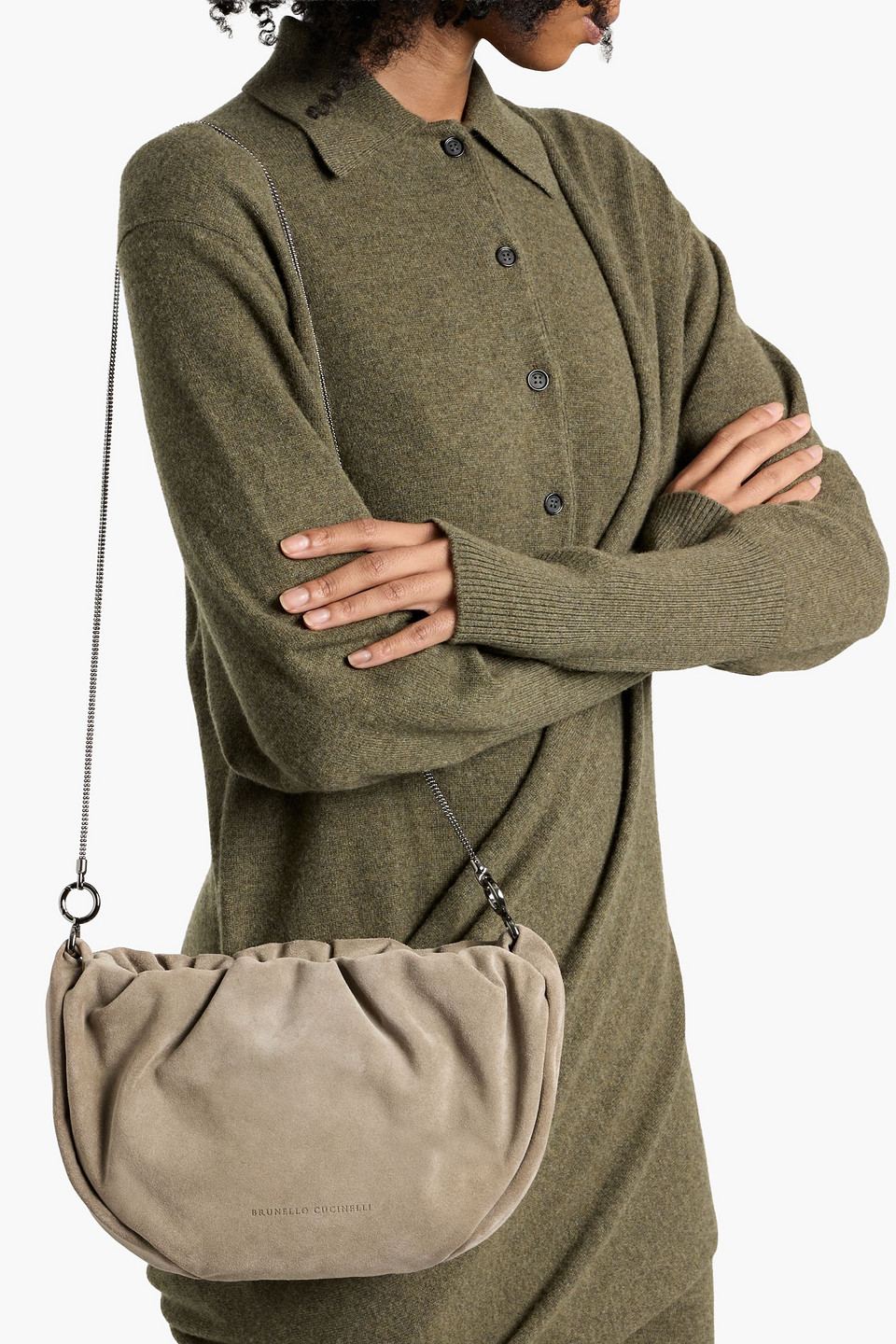  Brunello Cucinelli - Schultertasche Aus Veloursleder - Neutral - Onesize 