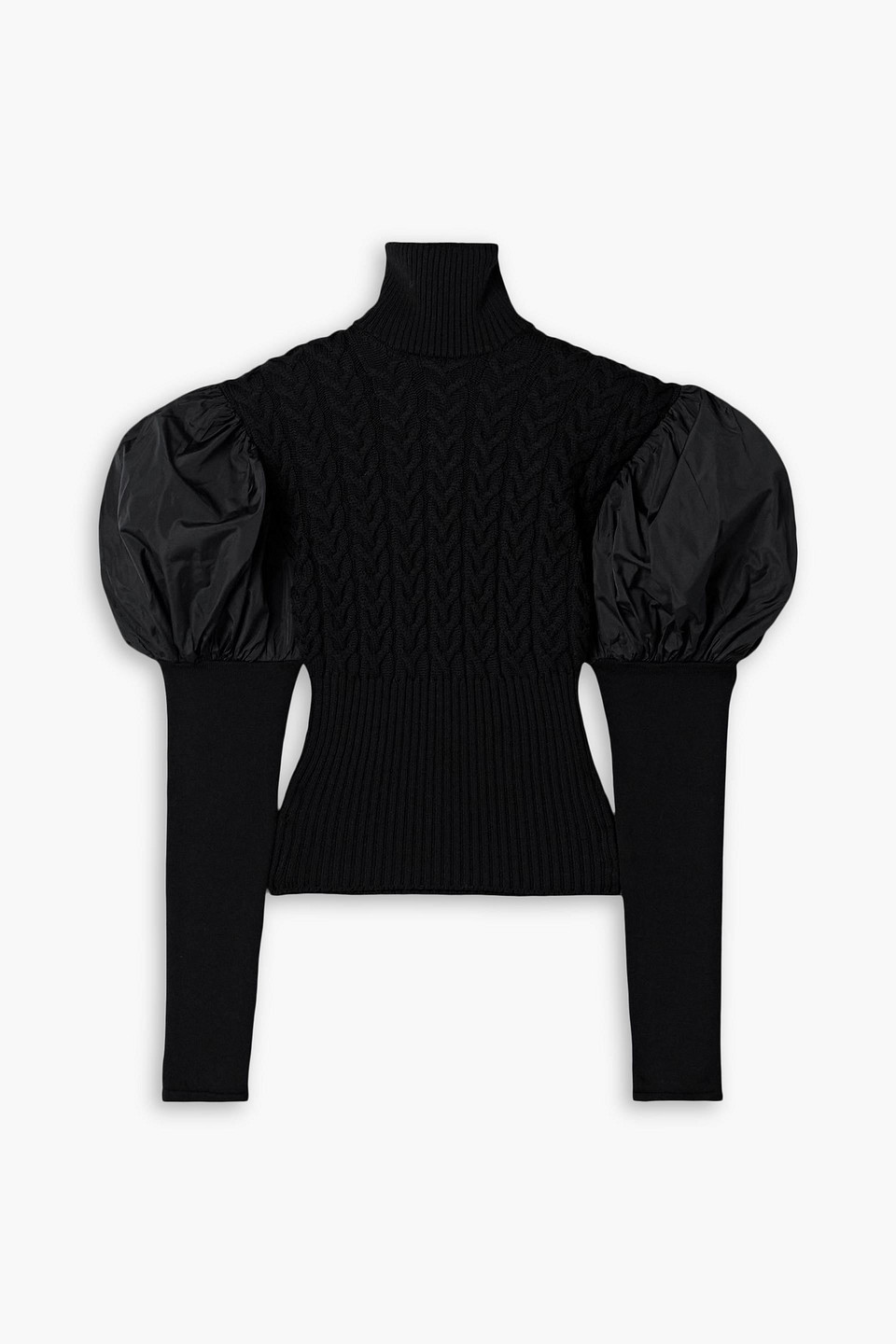 max mara - shell-paneled cable-knit wool-blend sweater - black - xs