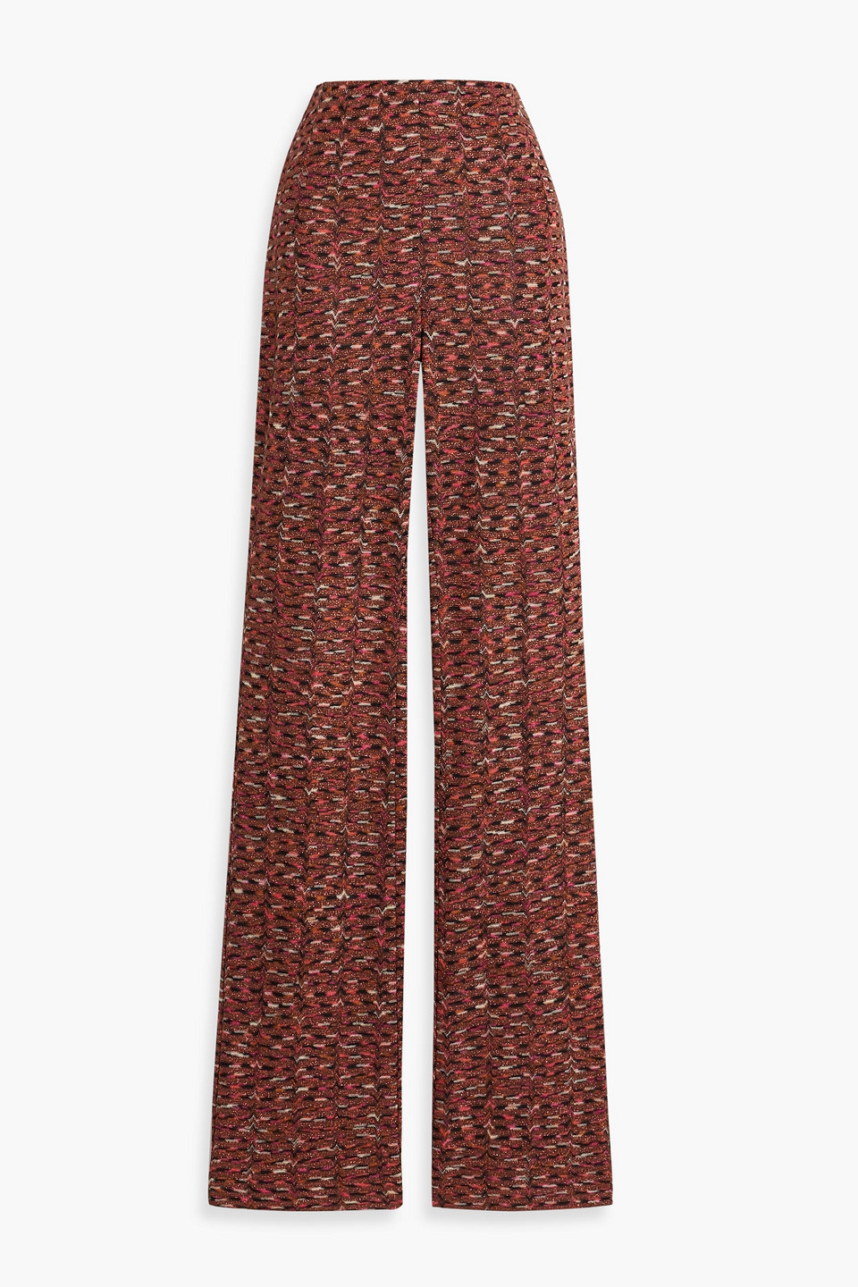 Missoni Metallic Space-dyed Crochet-knit Bootcut Pants In Brown